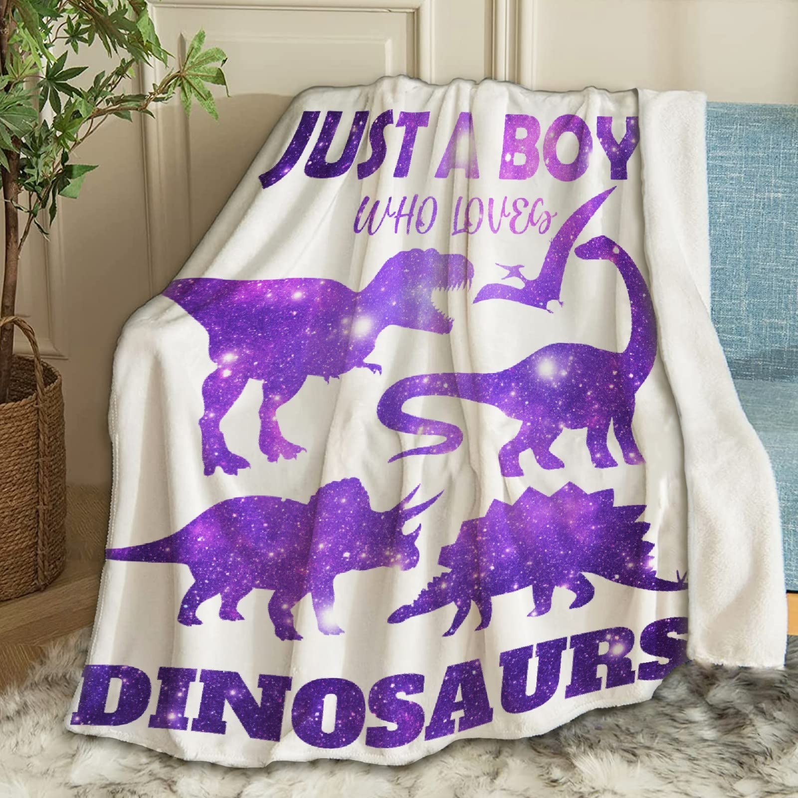 Dinosaur Throw Blanket for Boys - Super Soft Flannel Fleece Microfiber Plush Blanket 50x40 inches | All-Season Cozy Blanket for Kids Bed, Couch & Sofa | Perfect for Bedtime, Movie Nights & Dinosaur-Themed Rooms