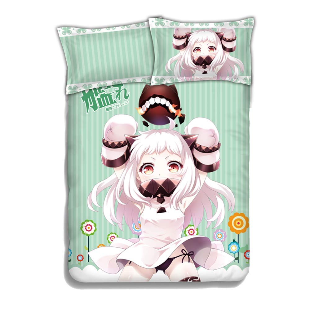 Anime Kantai Collection Flannel Duvet Cover Set - Twin Size 120x200cm, Includes 3 Pieces (Duvet Cover + 2 Pillowcases) - Perfect for Anime Fans' Bedroom Decor & Cosplay Themed Rooms