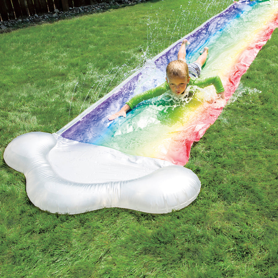 Dash n' Splash Rainbow Water Slide for Kids - Outdoor Summer Backyard Fun, Inflatable Bounce House & Pool Toy for Birthday Parties