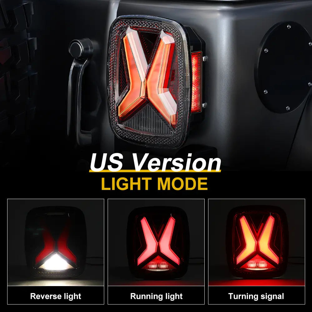 Upgraded LED Brake Tail Lights with License Plate & Side Marker Lights for Jeep Wrangler CJ YJ TJ (1976-2006) - Enhanced Visibility & Safety for Off-Road Adventures & Night Driving