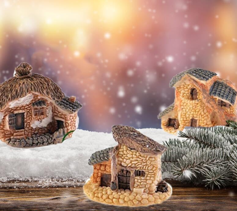 8pcs Miniature Fairy Garden Houses - Resin Mini House Figurines for DIY Micro Landscape, Bonsai, Succulent Planting, Terrariums & Flower Pots | Perfect for Fairy Gardens, Home Decor & Tabletop Displays