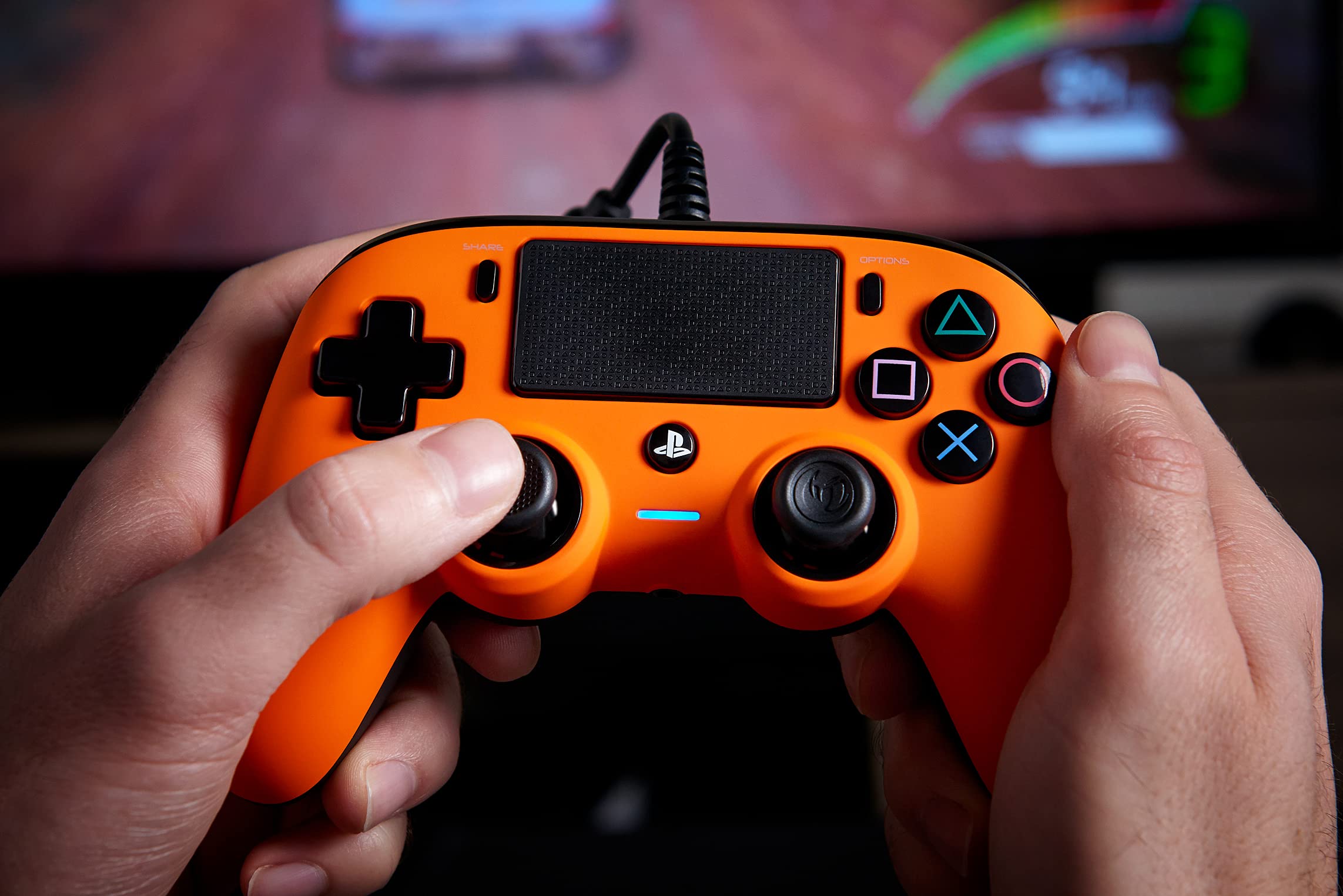 Nacon Wired Compact PS4 Controller - Orange | Ergonomic Design for Enhanced Gaming Performance | Perfect for Fighting Games & Long Gaming Sessions on PlayStation 4