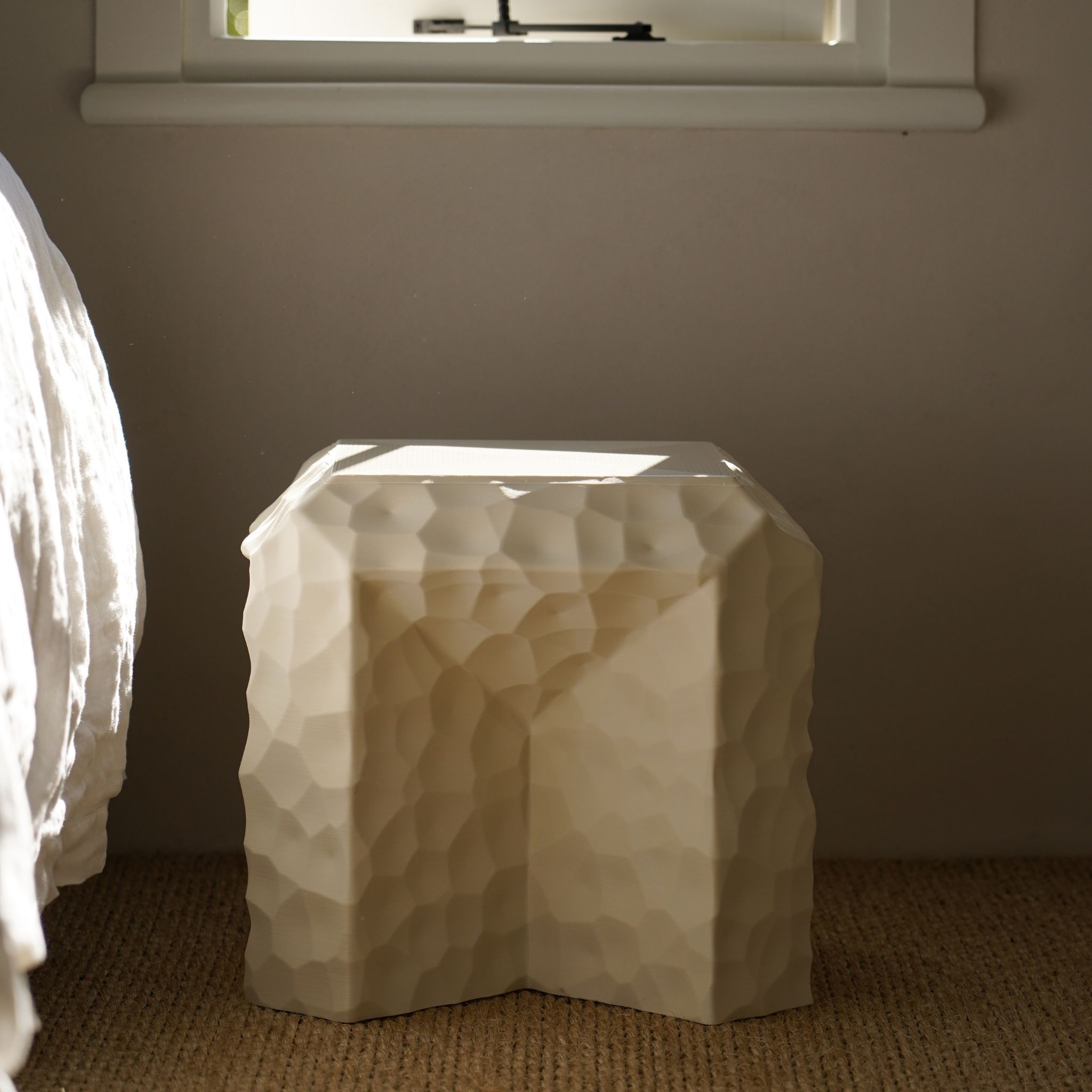 SPECIAL STUDIO Monolithic Side Table - Eggshell Matte Finish, Modern Minimalist End Table for Living Room, Bedroom, or Office Decor