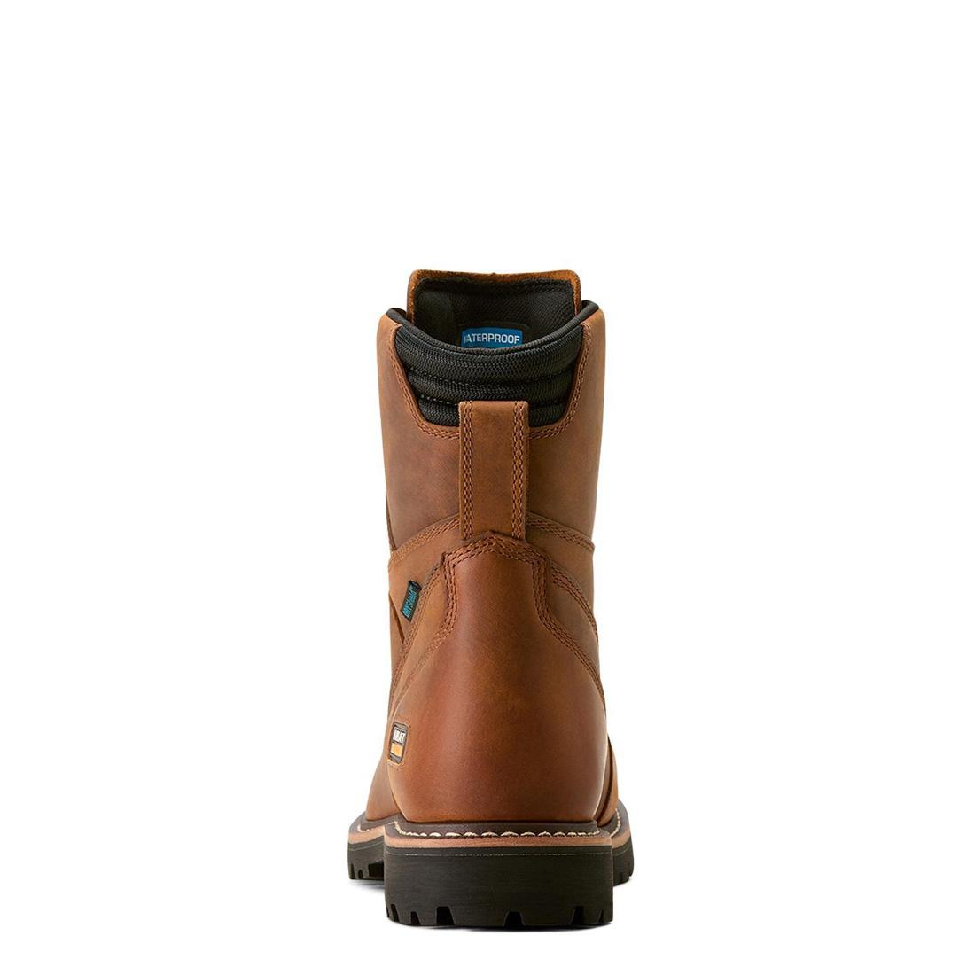 Longview Shock Shield 8 Inch Soft Toe Waterproof Work Boots - Copper Brown - Slip Resistant & Comfortable for Construction, Hiking & Outdoor Activities