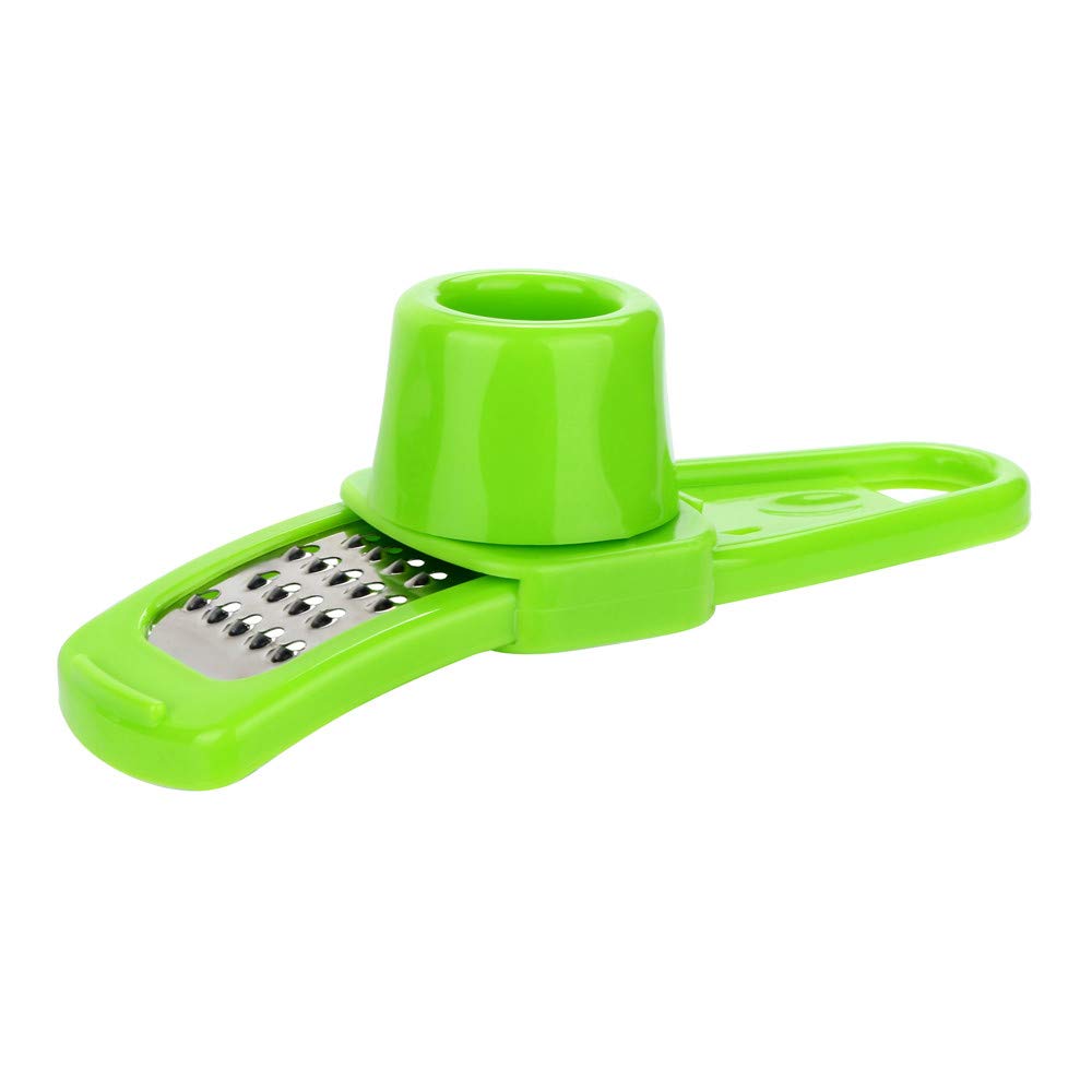 Premium Stainless Steel Garlic Press - Heavy Duty Ginger Crusher & Grater - Multi-Functional Kitchen Tool for Cooking, Baking & Meal Prep - Ergonomic Green Design - Perfect for Garlic Lovers & Home Chefs