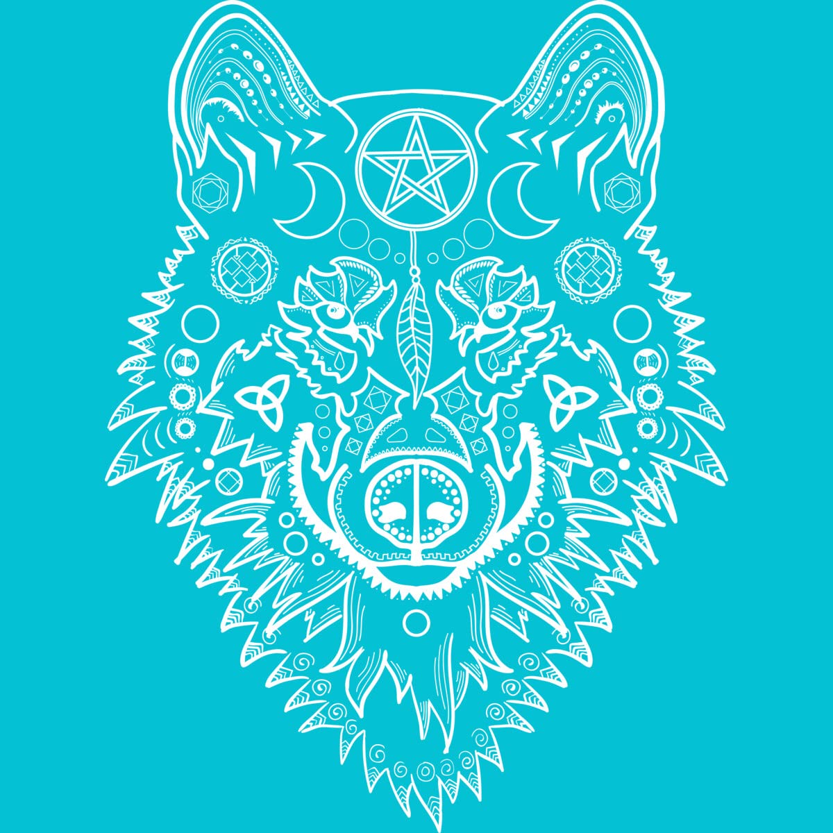Men's Tribal White Wolf Graphic T-Shirt by Design By Humans | Soft Cotton Tee for Casual Wear & Outdoor Adventures