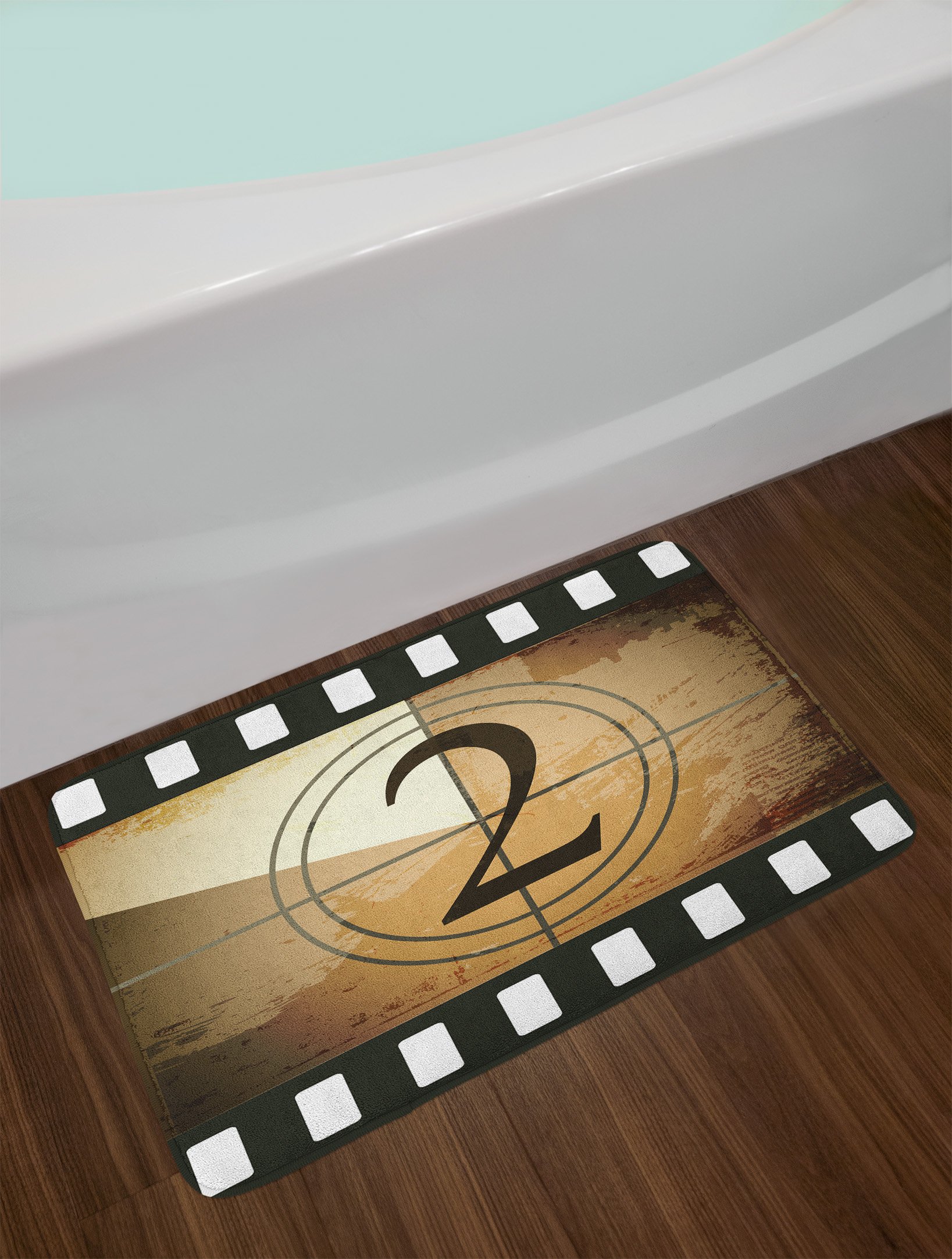 Ambesonne Movie Theater Bath Mat - Countdown Screen Design on Grunge Background, Non-Slip Plush Bathroom Rug 30