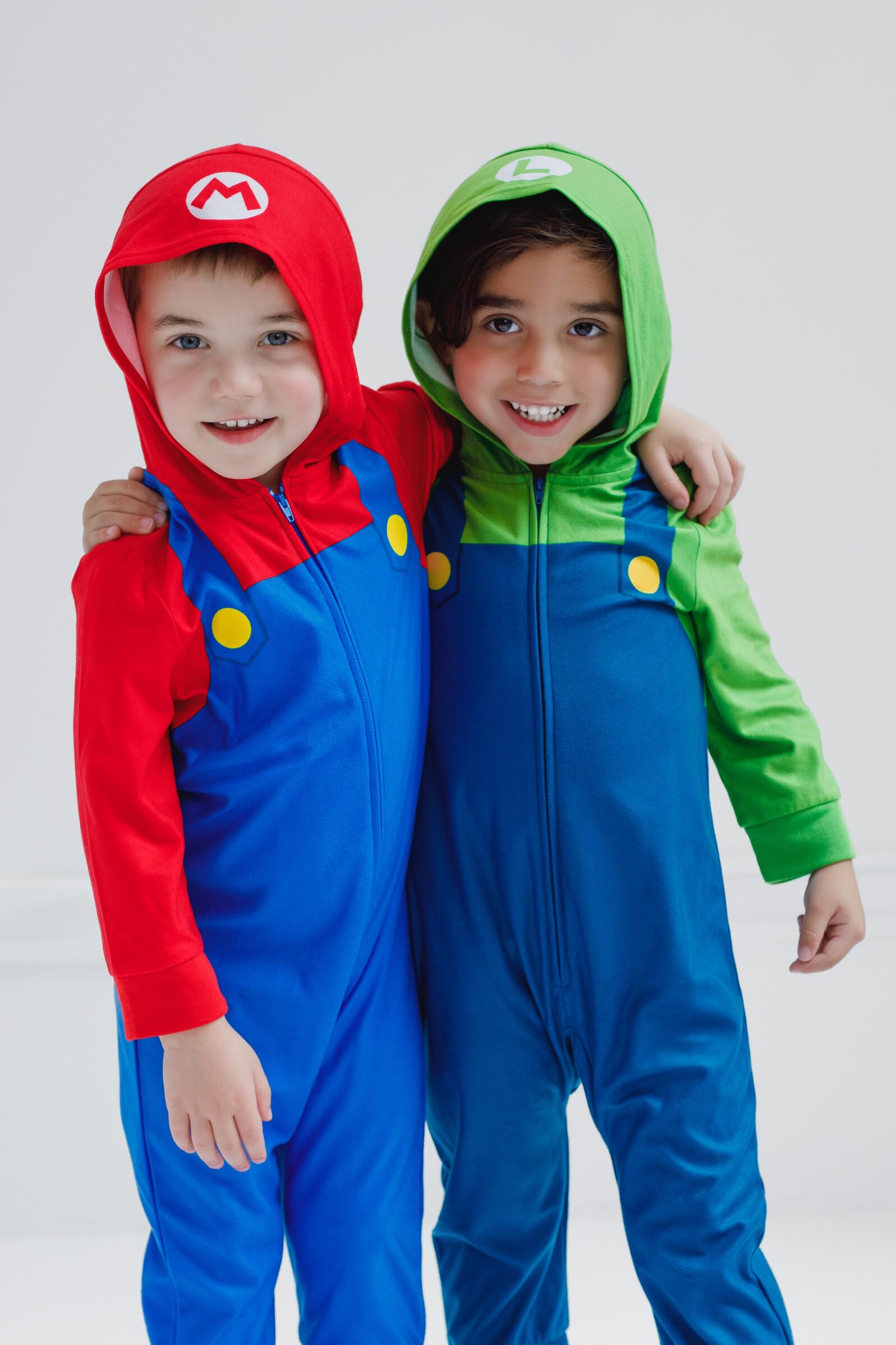 Super Mario Nintendo Zip-Up Pajama Coverall for Toddlers (2T-5T) - Soft & Comfortable Sleepwear for Kids' Bedtime & Playtime