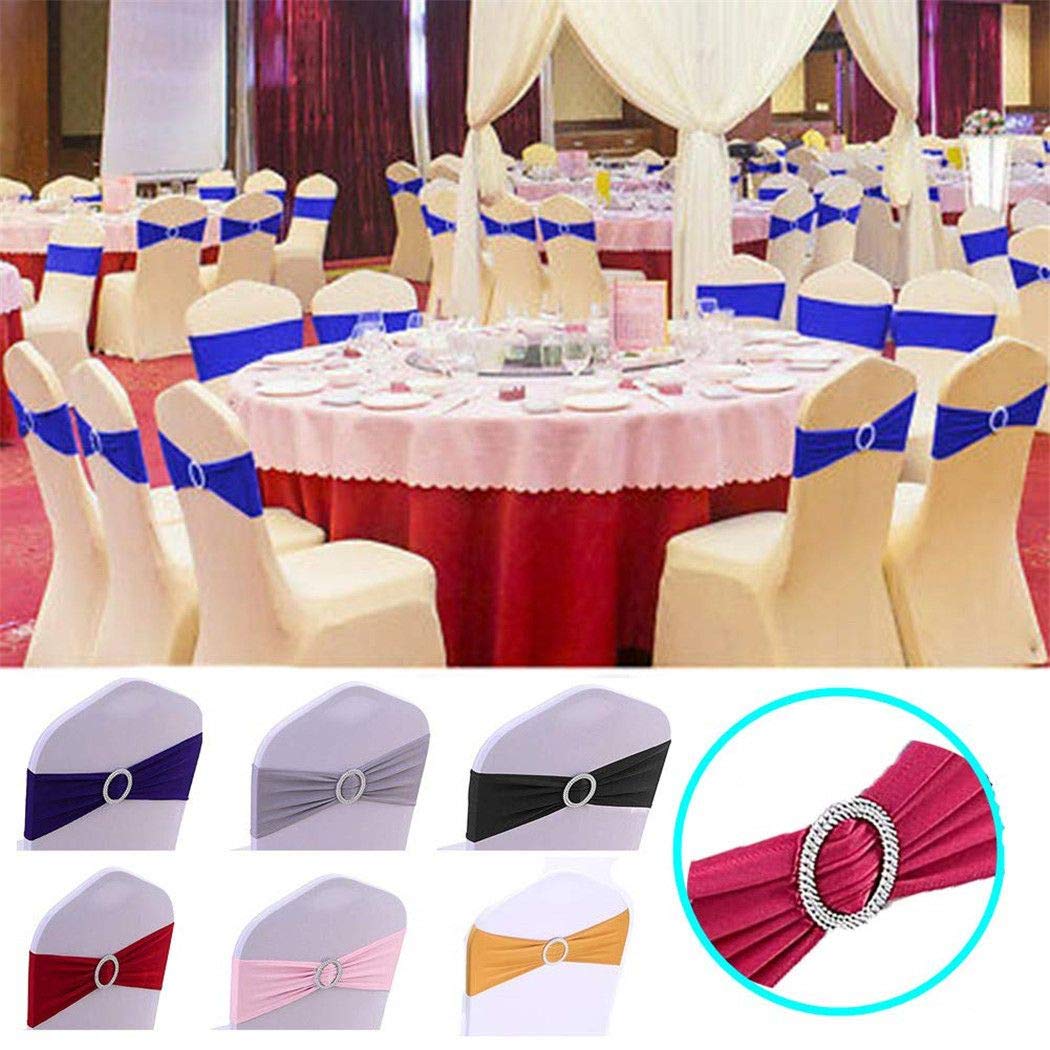 25PCS Elastic Chair Sashes for Wedding Decorations - Adjustable Chair Bands with Buckle, Perfect for Weddings, Parties & Evening Events (Orange) - Elegant Table Setting & Venue Decoration Accessories
