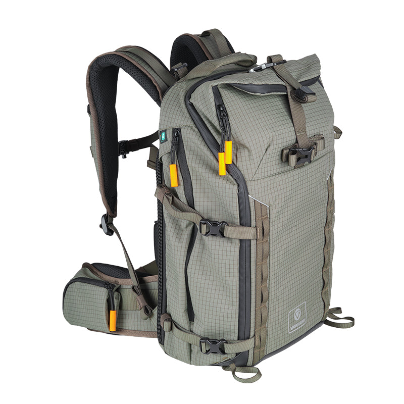 VEO Active 46 Khaki Green Camera Backpack with USB Charging Port - Waterproof DSLR Bag for Travel & Outdoor Photography - Perfect for Hiking, Camping & Professional Photographers
