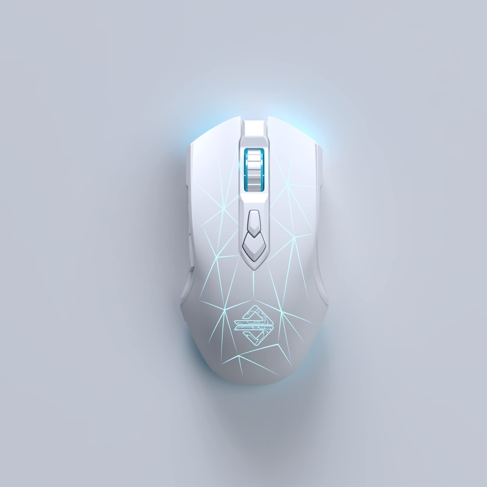 AJ52PRO Watcher 2.4G Wireless Bluetooth 5.0 Wired Gaming Mouse - 10000 DPI, 7 Programmable Buttons, Ergonomic LED Backlit USB for PC Laptop - Compatible with Windows Mac Linux - Star White - Perfect for FPS, MMO, and Office Work