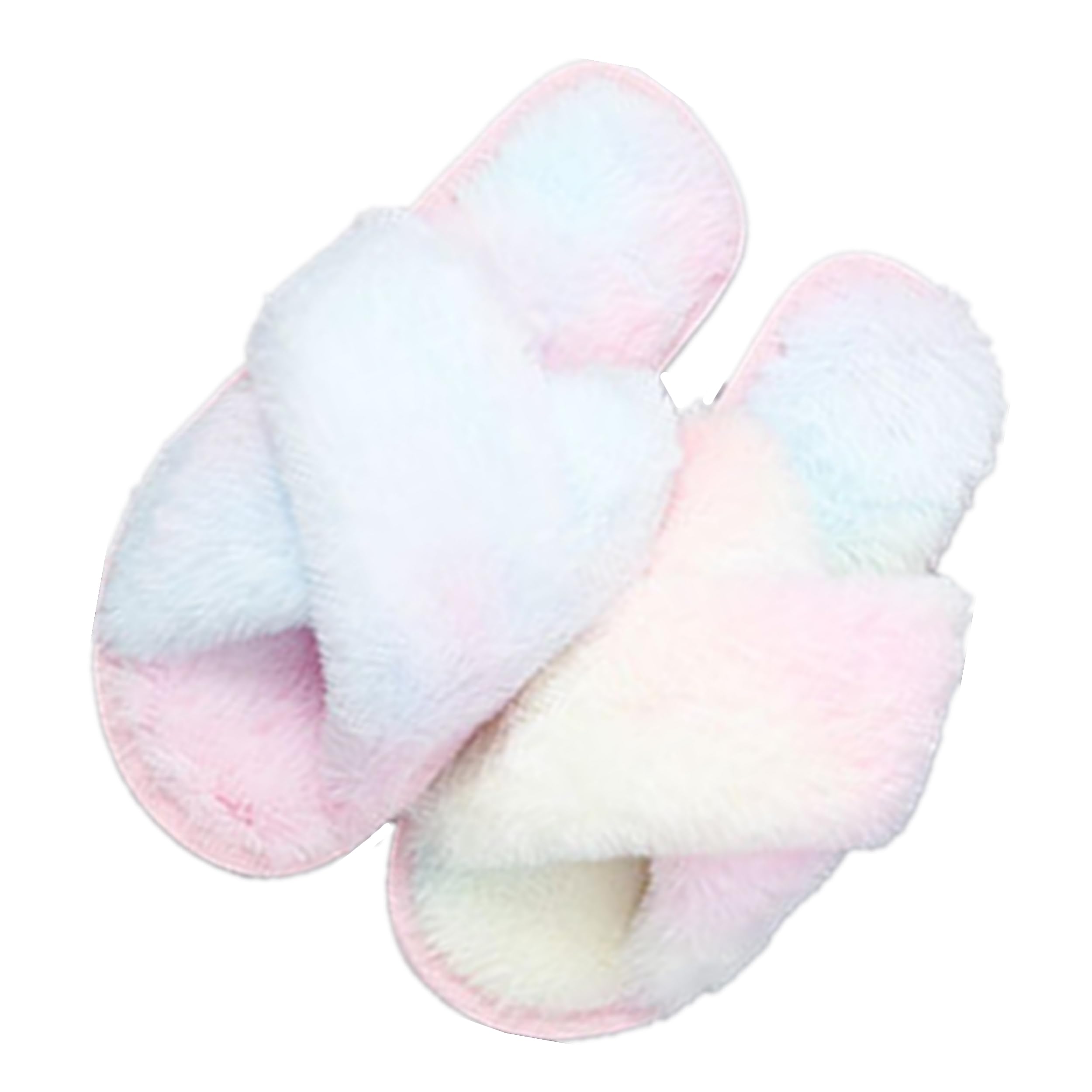 Women's Fuzzy Memory Foam House Slippers - Soft Cross Band Open-Toe Indoor Slippers for Comfort & Warmth - Perfect for Relaxing at Home, Lounging & Winter Wear