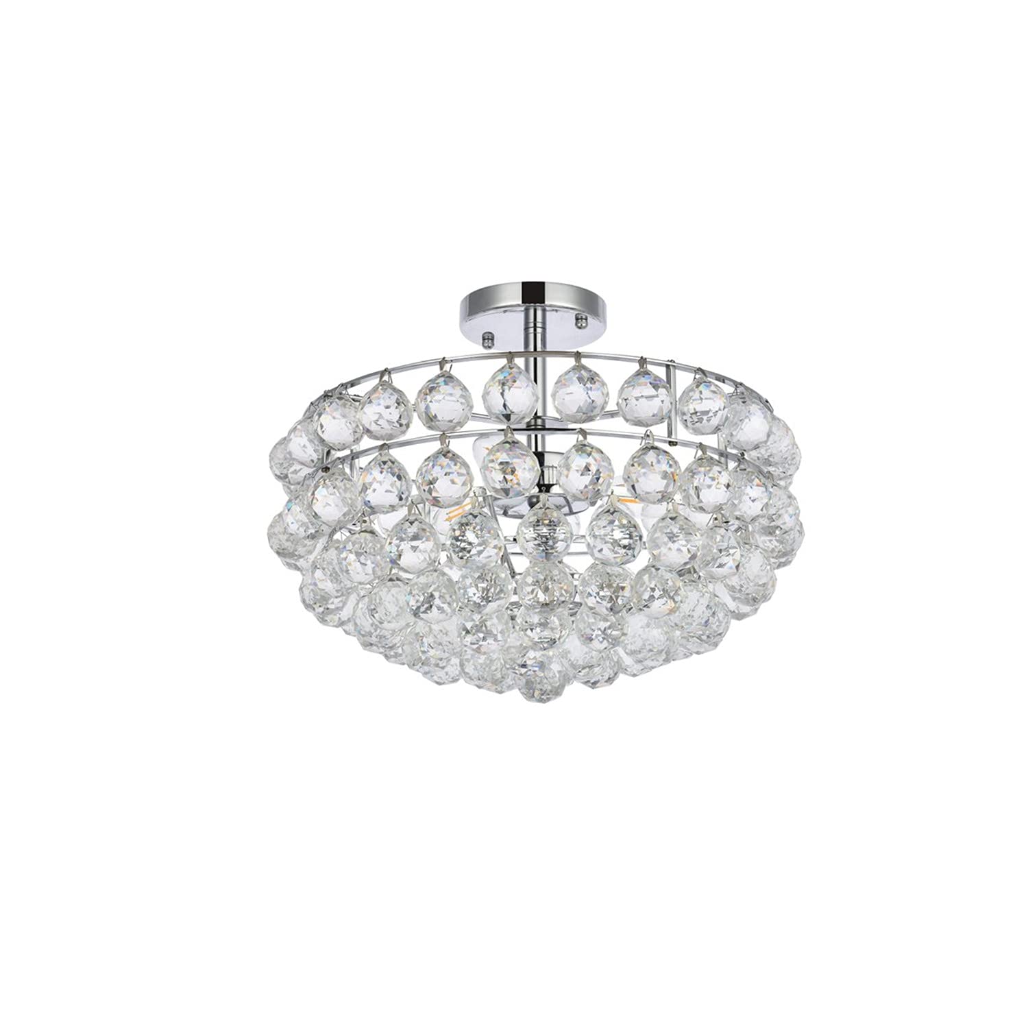 16 Inch Chrome Flush Mount Ceiling Light - Modern Indoor Home Decorative Lighting for Living Room, Bedroom & Kitchen | Bright Savannah Design