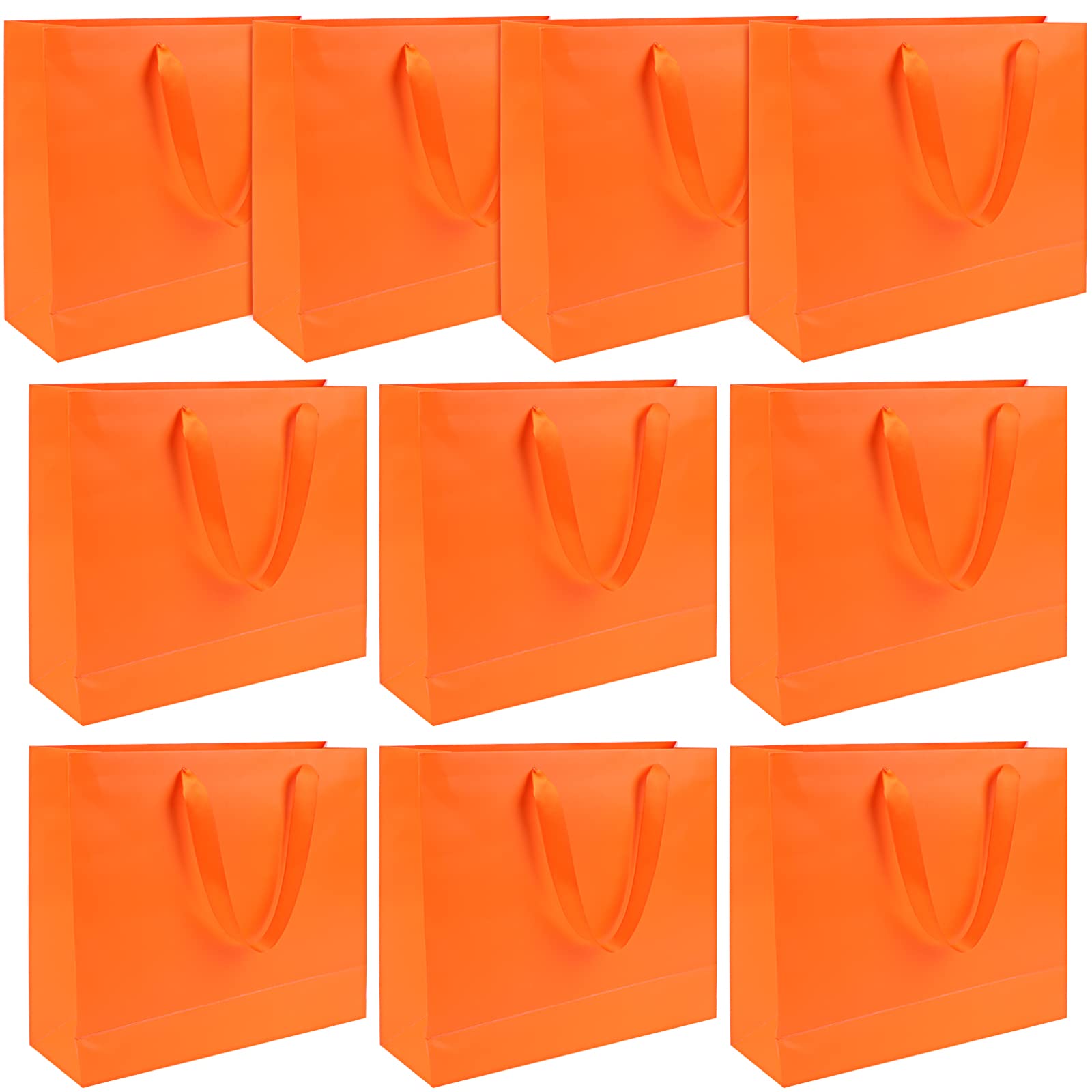 10 Pack Orange Kraft Paper Gift Bags with Handles - 12.6
