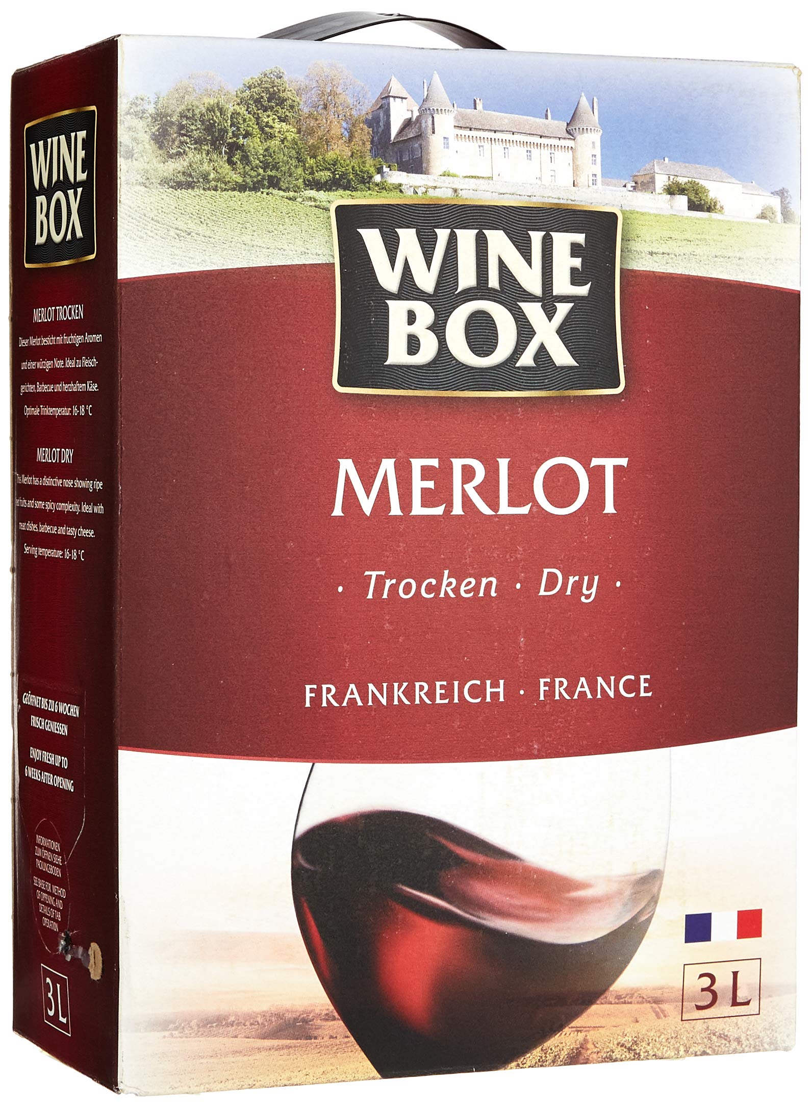 Premium Merlot IGP Pays d'Oc Dry Wine in Bag-in-Box (3L) - Perfect for Parties, Gifts & Everyday Enjoyment