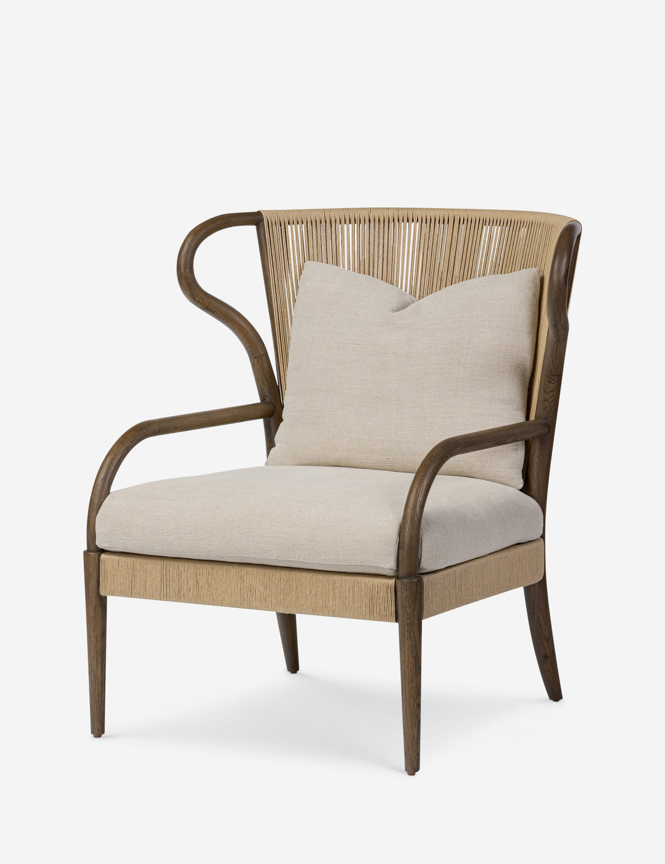 Amira Accent Chair by Amber Lewis x Four Hands - Mid Century Modern Lounge Chair with Wooden Legs for Living Room, Bedroom & Office Decor