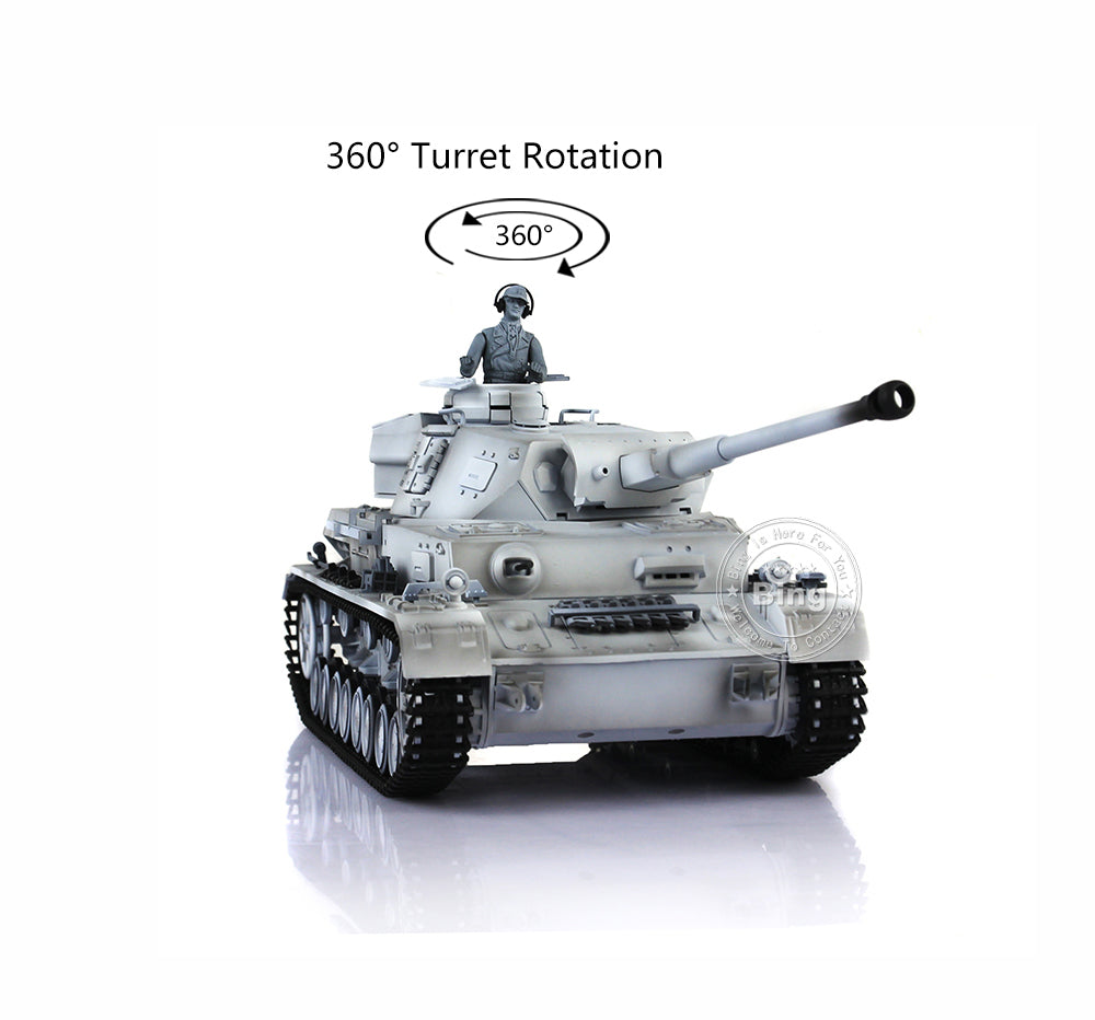 Henglong 1/16 Scale 7.0 Radio Control Tank 3859 - German Panzer IV F2 RC Model with 360° Rotating Turret, Steel Gearbox & Infrared Battle System - Perfect for Military Enthusiasts, Collectors and RC Hobbyists