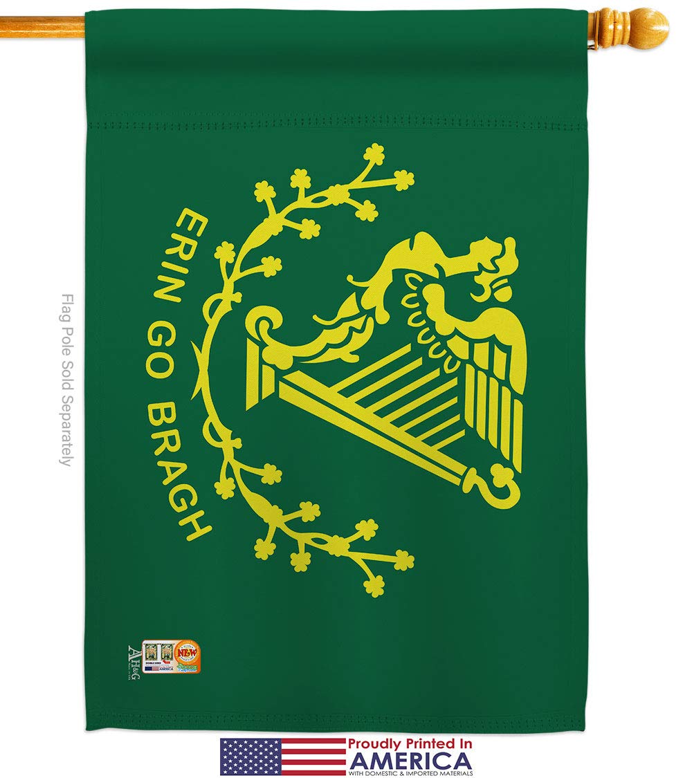 Erin Go Bragh Garden House Flags Kit - 28x40 Inch Decorative Yard Banner for St. Patrick's Day - Made in USA, Perfect for Irish-Themed Outdoor Decor & Gifts