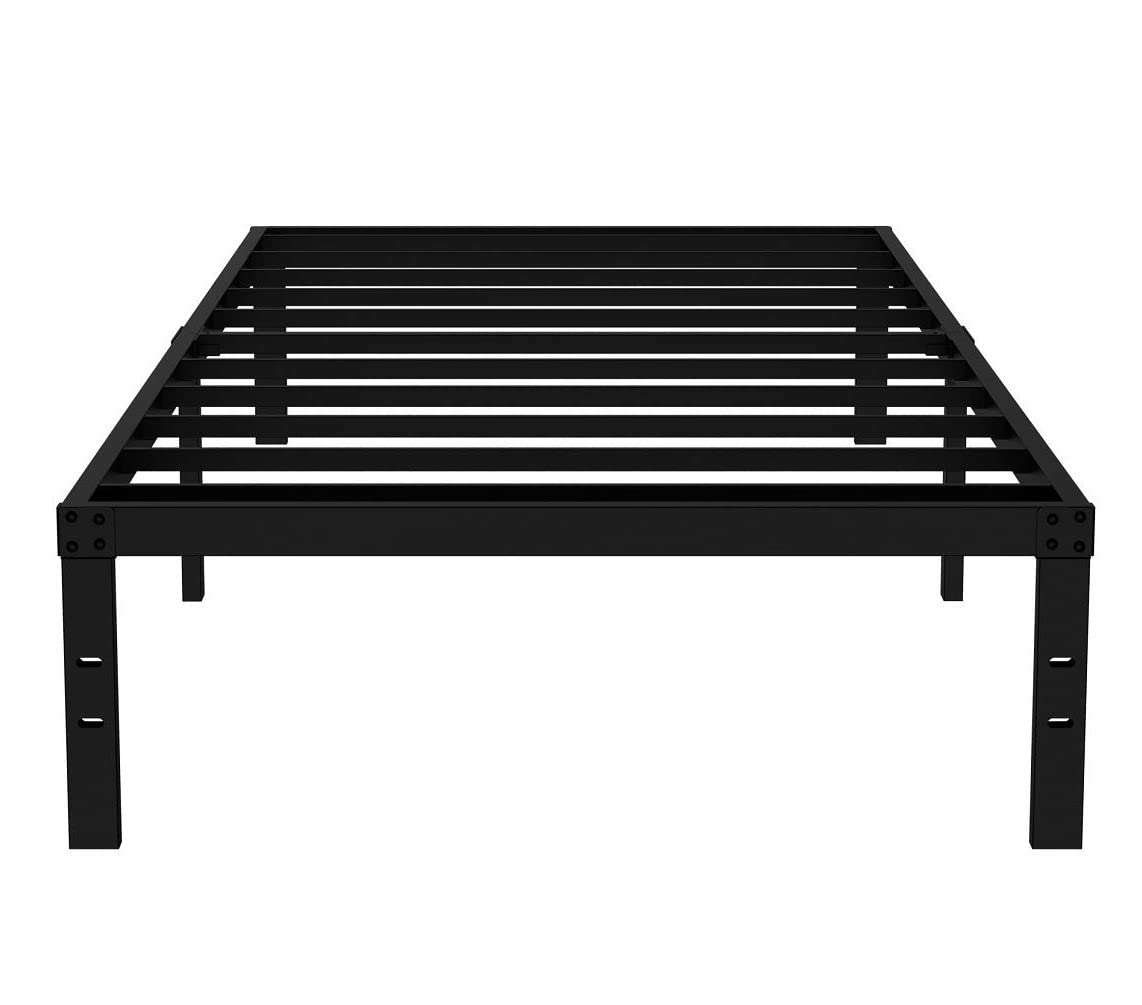 Heavy Duty Twin XL Bed Frame with Storage - 14 Inch Platform Bed, No Box Spring Needed, Steel Slat Support, Easy Assembly, Headboard Compatible - Perfect for Small Spaces, Dorms & Guest Rooms (Black)