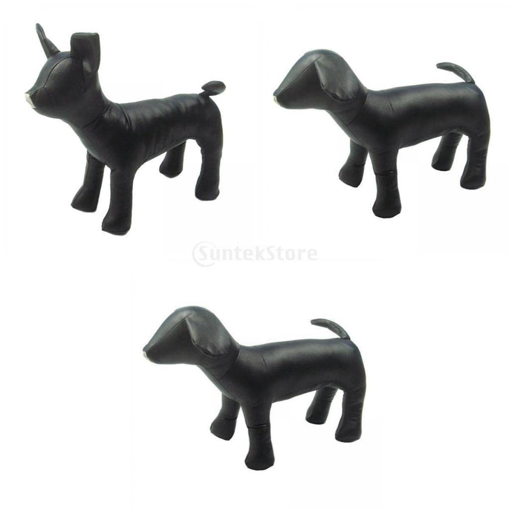 Premium 3-Pack Black PU Leather Standing Dog Toy Display Stand - Perfect for Pet Stores, Grooming Salons & Home Decor