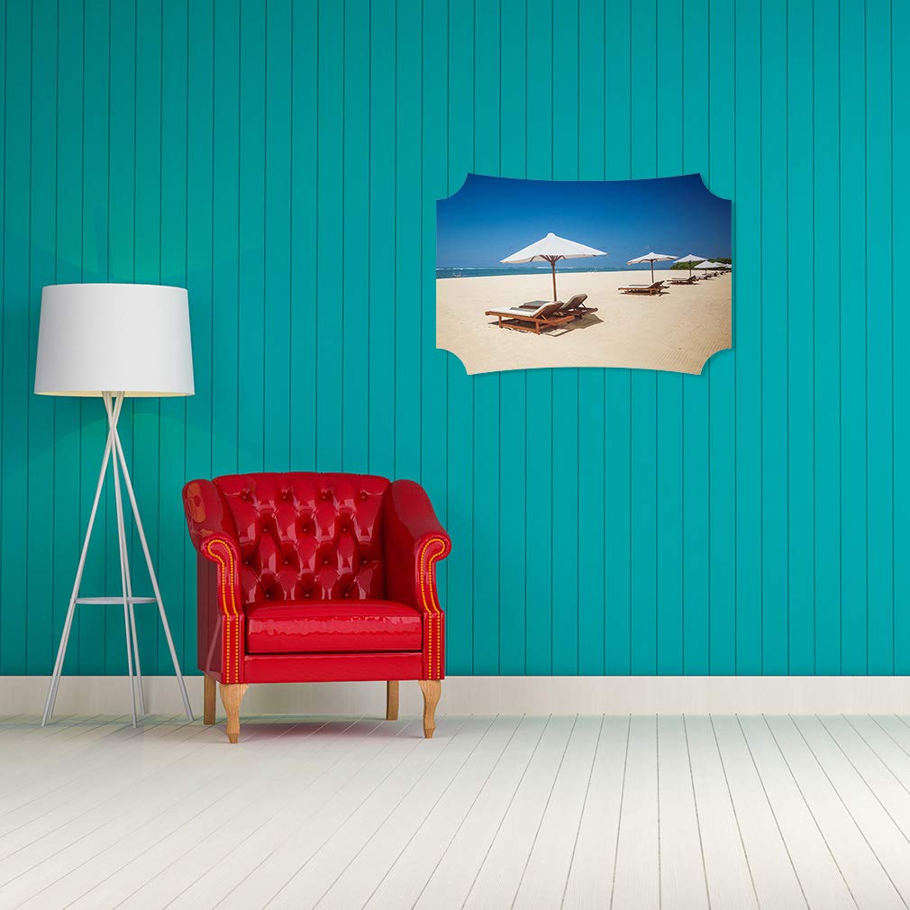 12x8 Inches Horizontal Beach Chairs Wall Art - Coastal Home Decor Picture Frame with Berlin Shape | Perfect for Living Room, Bedroom & Beach House Decor