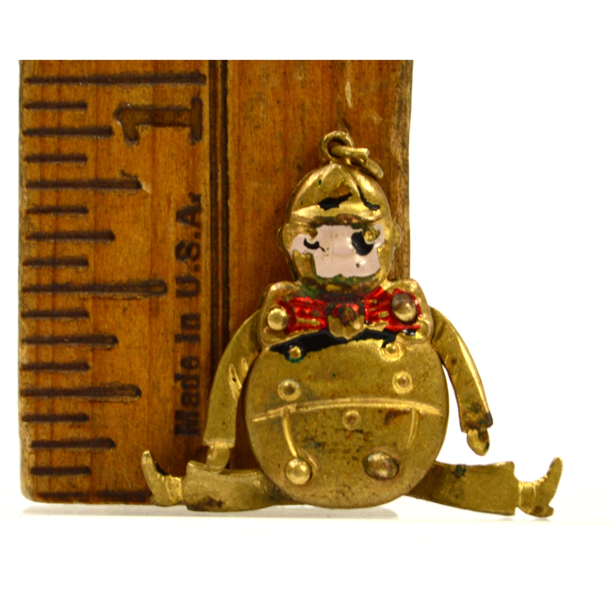 Antique Fairytale Humpty Dumpty Charm Bracelet with Articulated Limbs in Gold Gilt - Perfect for Jewelry Making, DIY Crafts, and Vintage Style Accessories