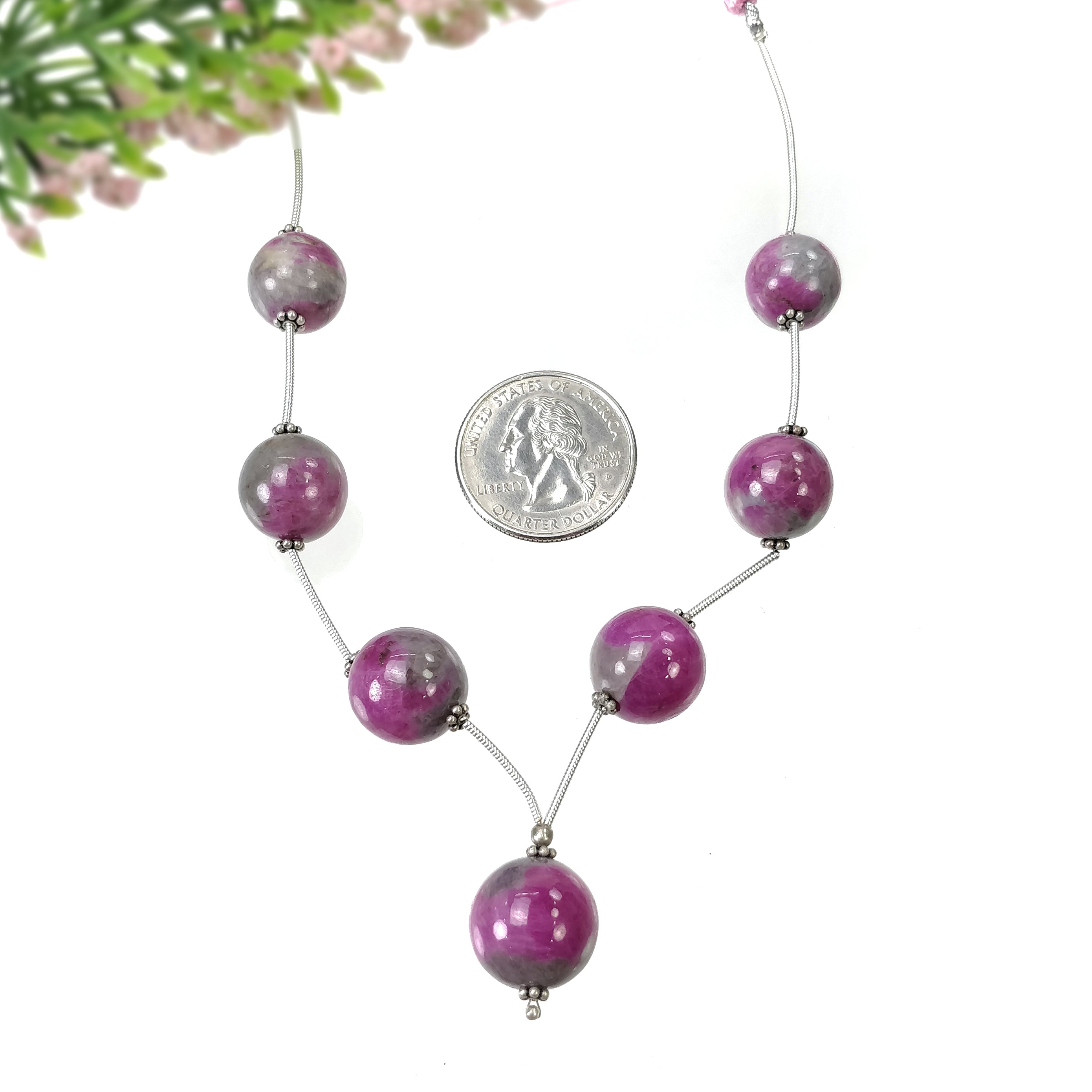 Natural Untreated Unheated Bi-Color Zoisite Ruby Loose Beads - 174.30cts, 12.5mm & 15mm - Premium Gemstone for Jewelry Making, DIY Crafts, and Healing Crystals