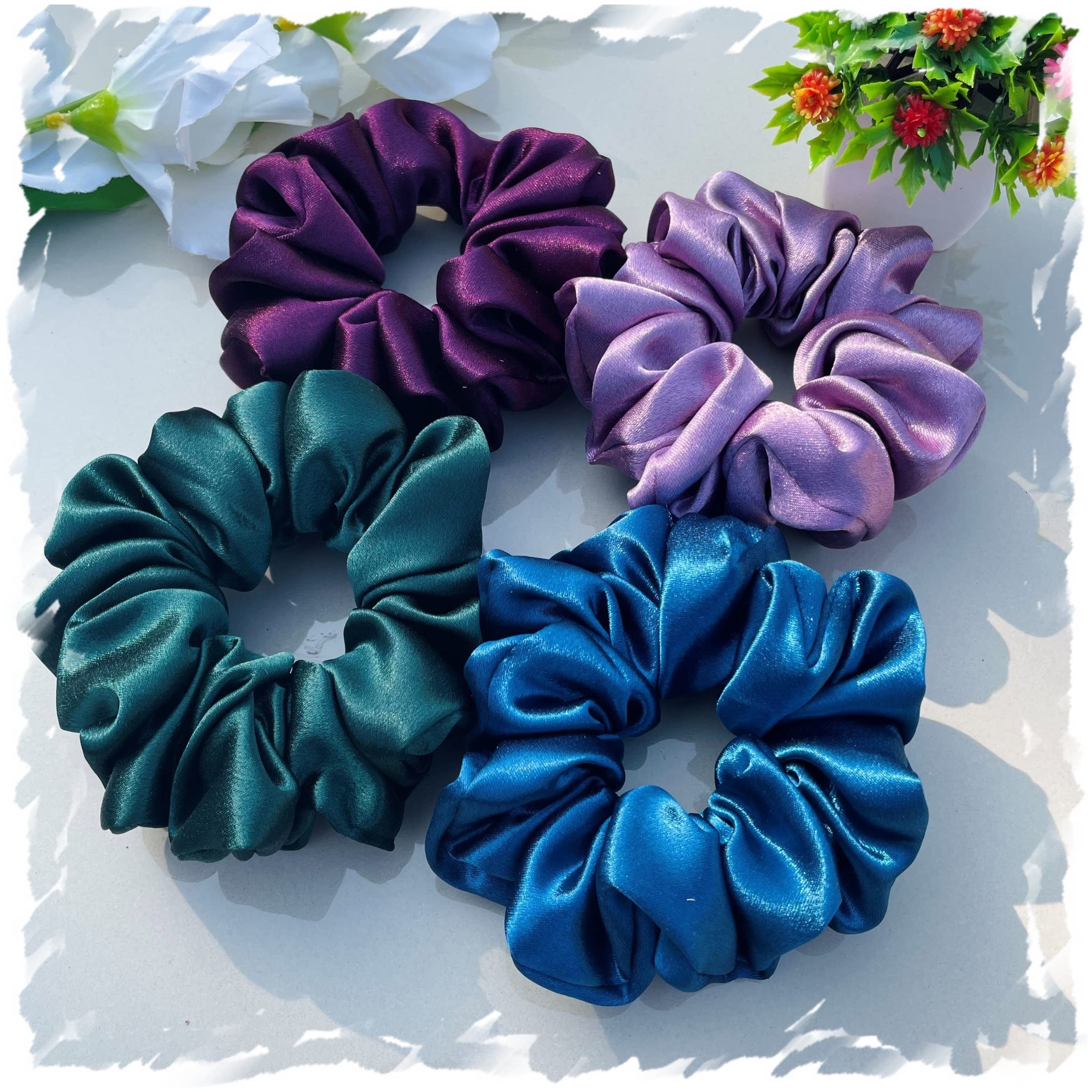 Luxury Silk Scrunchies for Women - Soft Hair Ties & Ponytail Holders (Rasin) - Perfect for Daily Use, Work, and Special Occasions