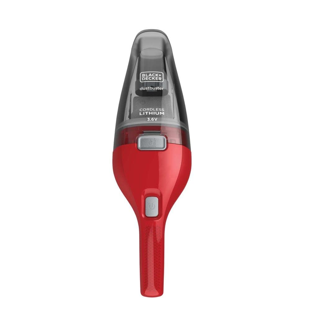 Black & Decker 3.6V Cordless Handheld Vacuum Cleaner with 1.5AH Battery - Lightweight Portable Red Vacuum for Car, Home, and Office Cleaning