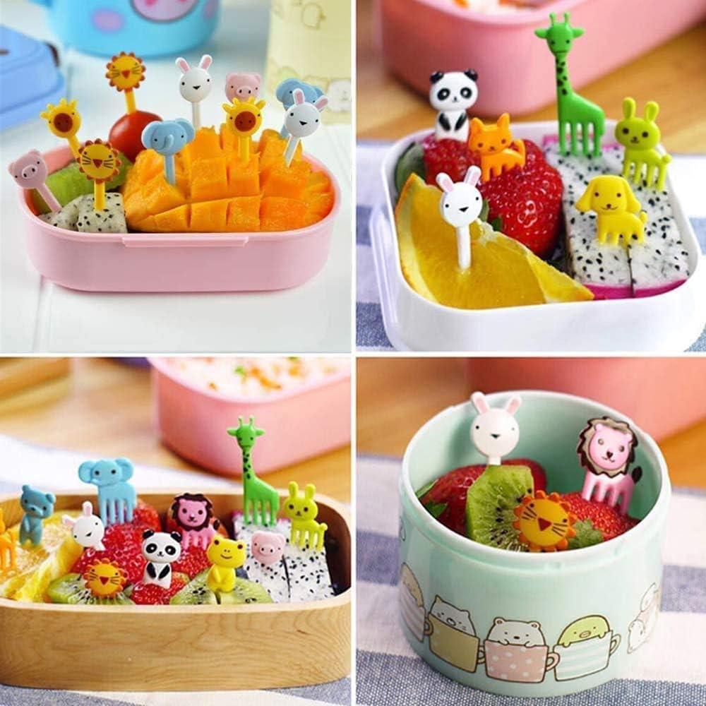 10Pcs Kids Fruit Forks - Cute Animal Mini Forks for Bento Box, Dessert, Cake & Pastry - Perfect for Kids Parties, Snack Time & Lunch Box Accessories