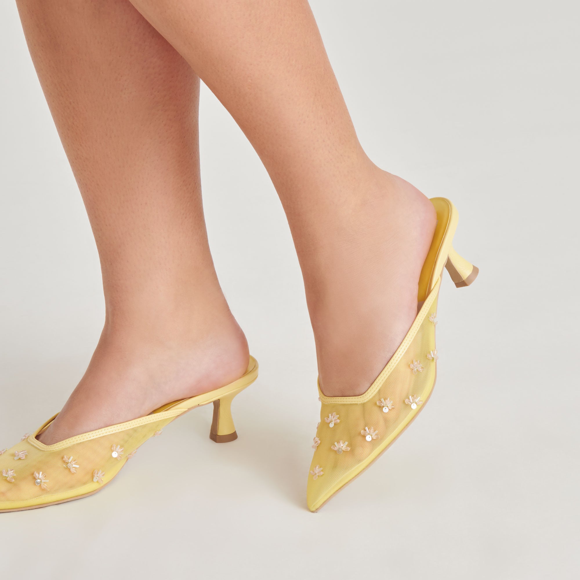 CLARA Women's High Heels - Lemon Mesh Design, Comfortable Stiletto Pumps for Party, Wedding & Evening Events