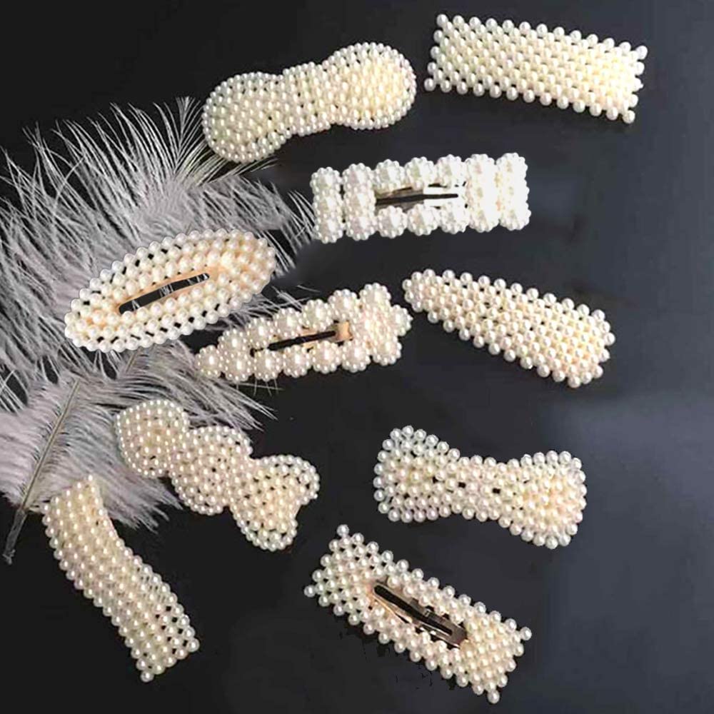 Korean Style DIVERSA Artificial Pearl Hair Clips - Set of 12 White Pearl Hair Pins & Barrettes for Women & Girls | Fashion Hair Accessories for Weddings, Parties & Daily Use