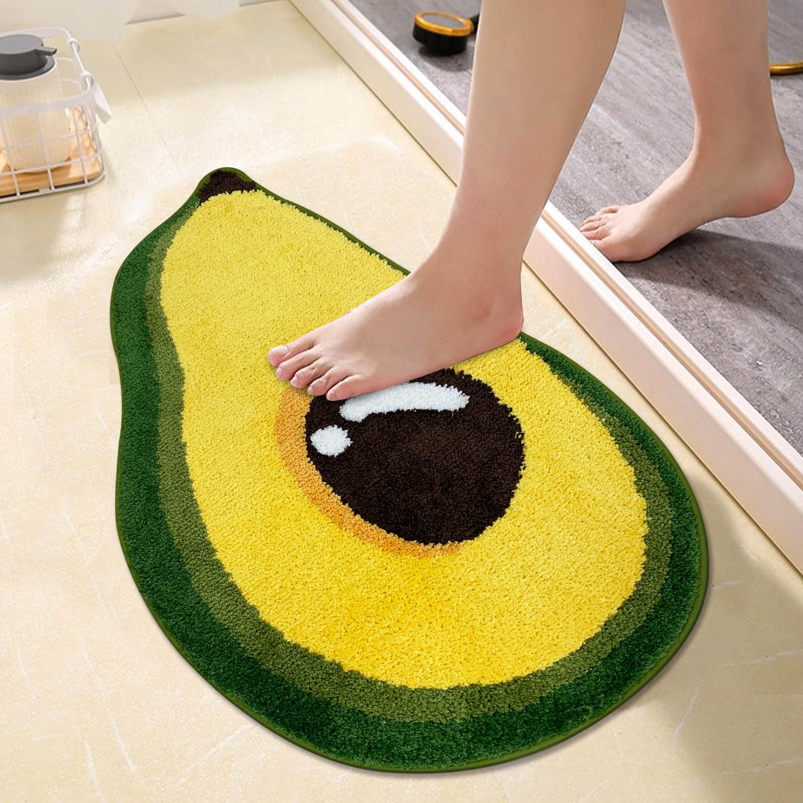 ABREEZE 20x32 Inch Avocado Green Bath Mat - Ultra Soft, Washable & Non-Slip Bathroom Rug for Shower, Tub & Sink - Perfect for Bathroom Floor Comfort and Safety
