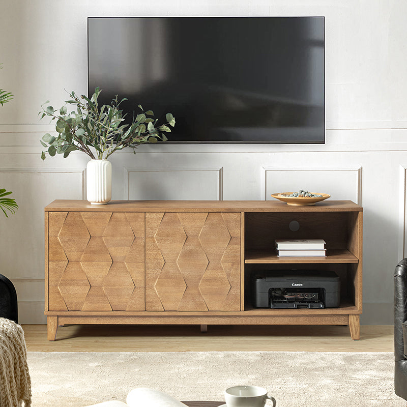 Samuel Open Storage Shelf TV Stand with Cable Management Holes - Modern Entertainment Center for Living Room, Bedroom & Home Office Organization