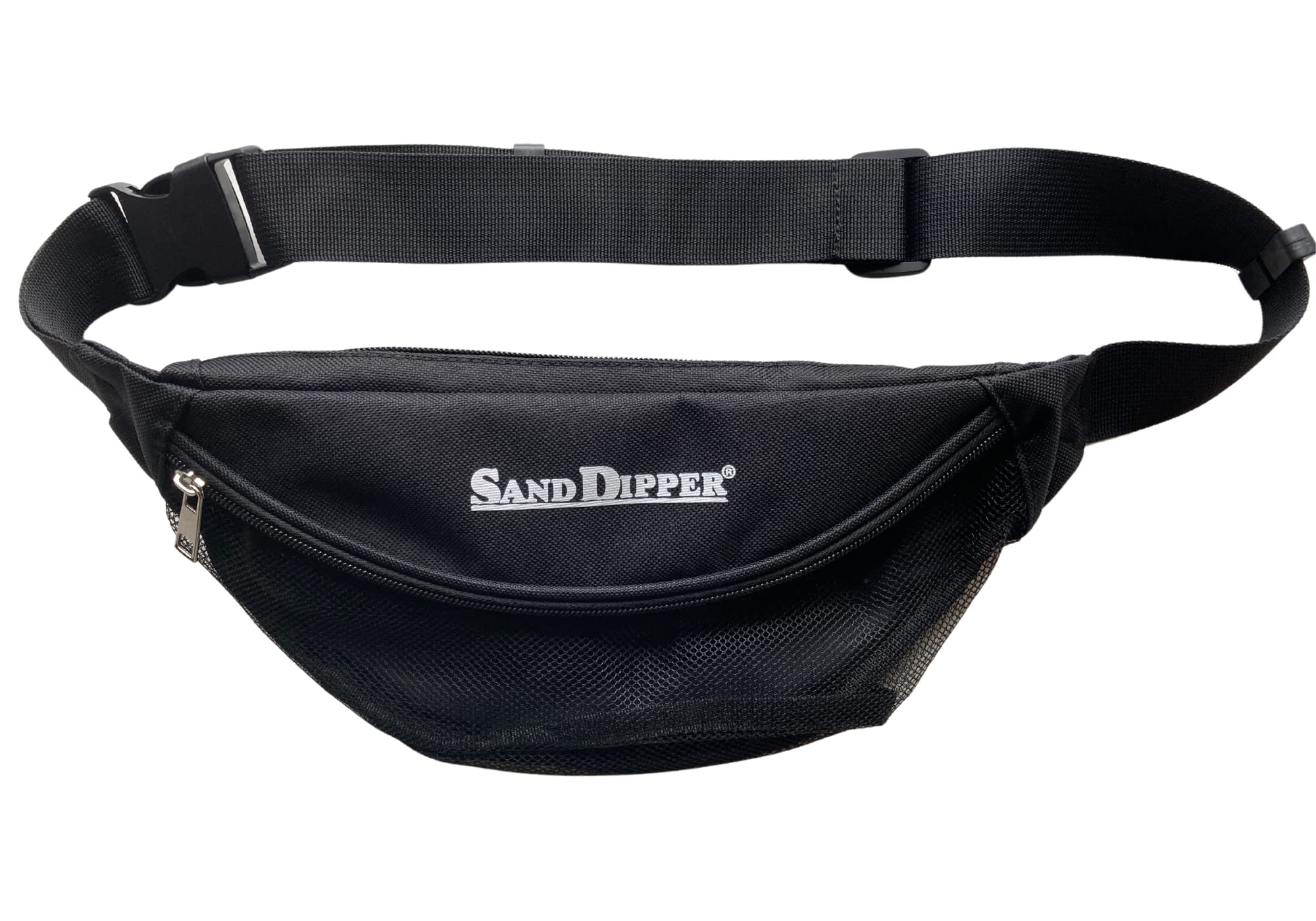 Sand Dipper Seashell Fanny Pack for Women & Men - Adjustable Waist & Crossbody Bum Bag with Front Mesh & Hidden Zipper Pockets - Perfect for Beachcombing, Shell Collecting & Outdoor Adventures - Black