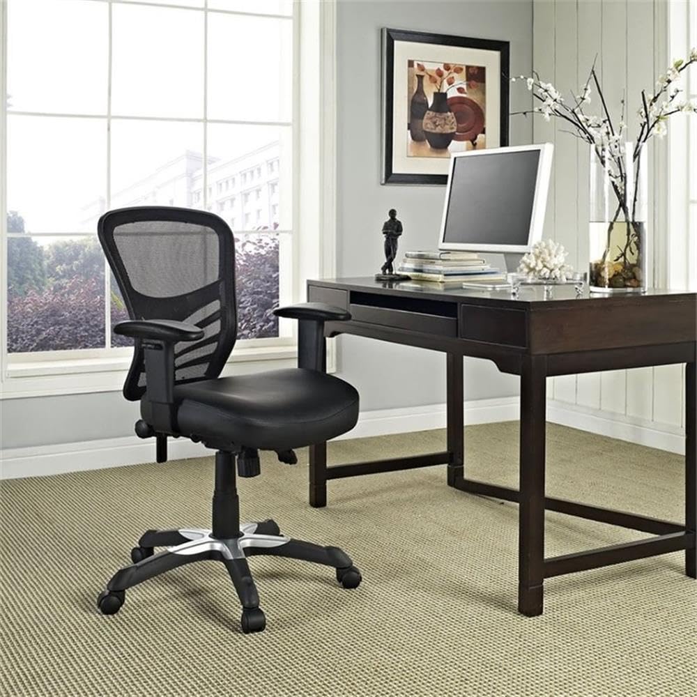 UrbanPro Modern Fabric Mesh Office Chair - Ergonomic Black Desk Chair for Home & Office, Comfortable Adjustable Swivel Task Chair with Lumbar Support for Long Hours Sitting