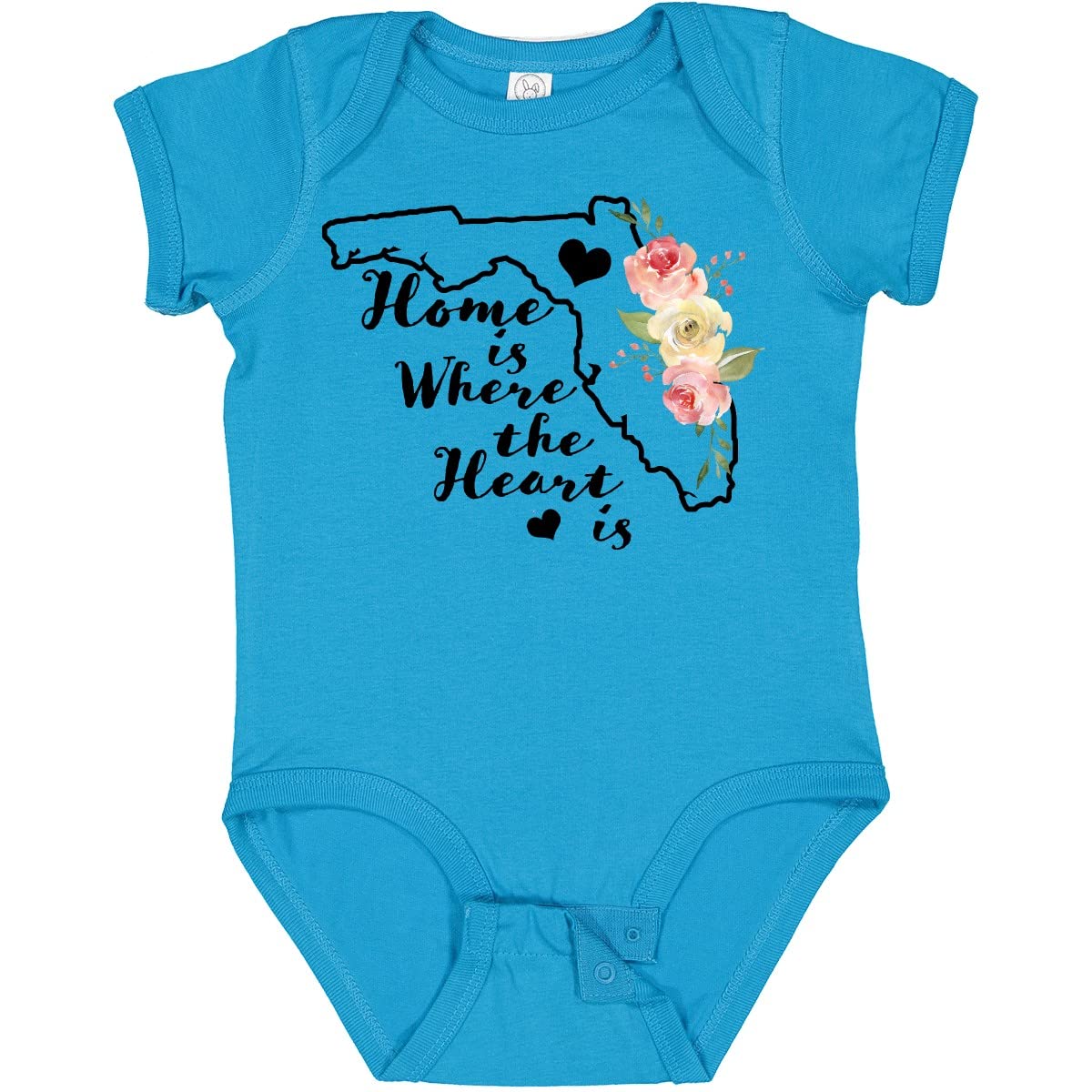 Inktastic Florida Home Where The Heart Is Watercolor Floral Baby Bodysuit - Soft Cotton Infant Onesie for Newborns, Photo Shoots & Family Gatherings