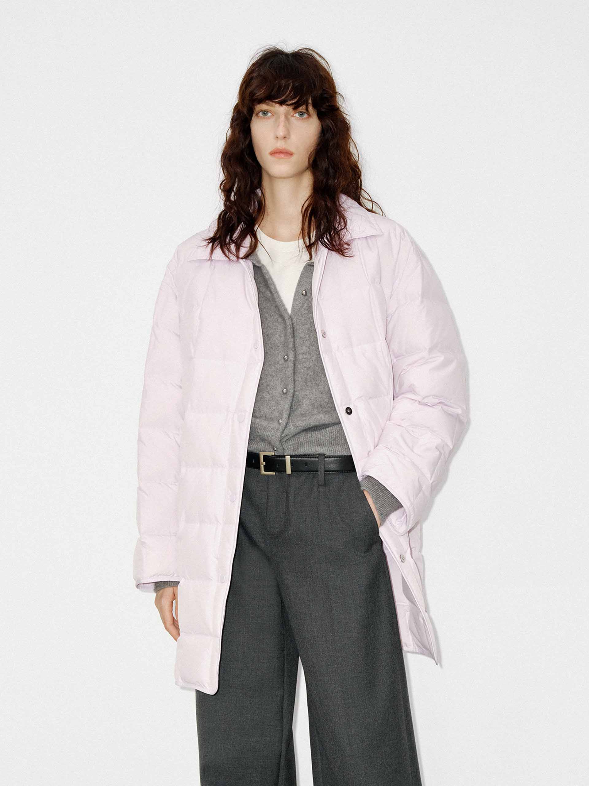 Women's Lapel Collar Midi Puffer Coat - Winter Warm Quilted Jacket with Stand Collar for Outdoor Activities, Travel & Daily Wear