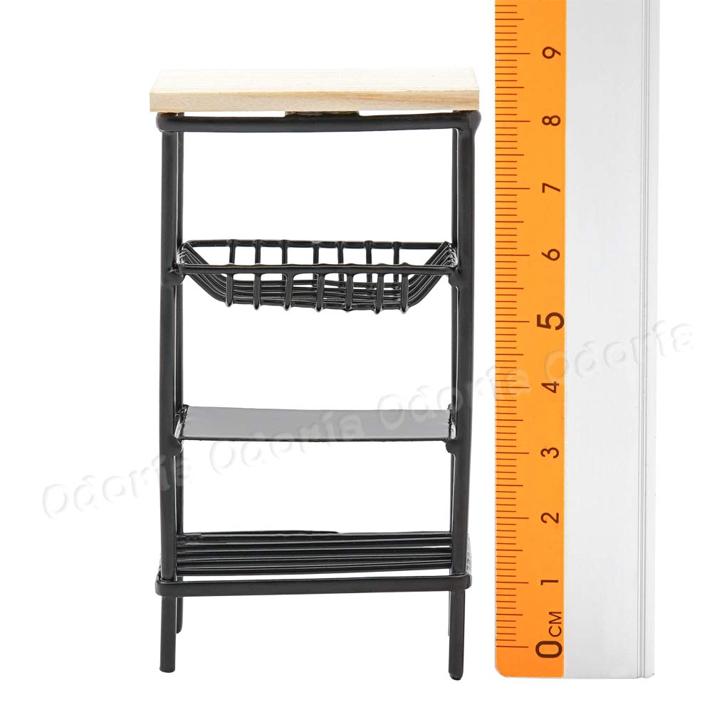 1/12 Scale Miniature Dollhouse Kitchen Accessories - Odoria Mini Shelf for Realistic Dollhouse Decor, DIY Crafts & Model Displays