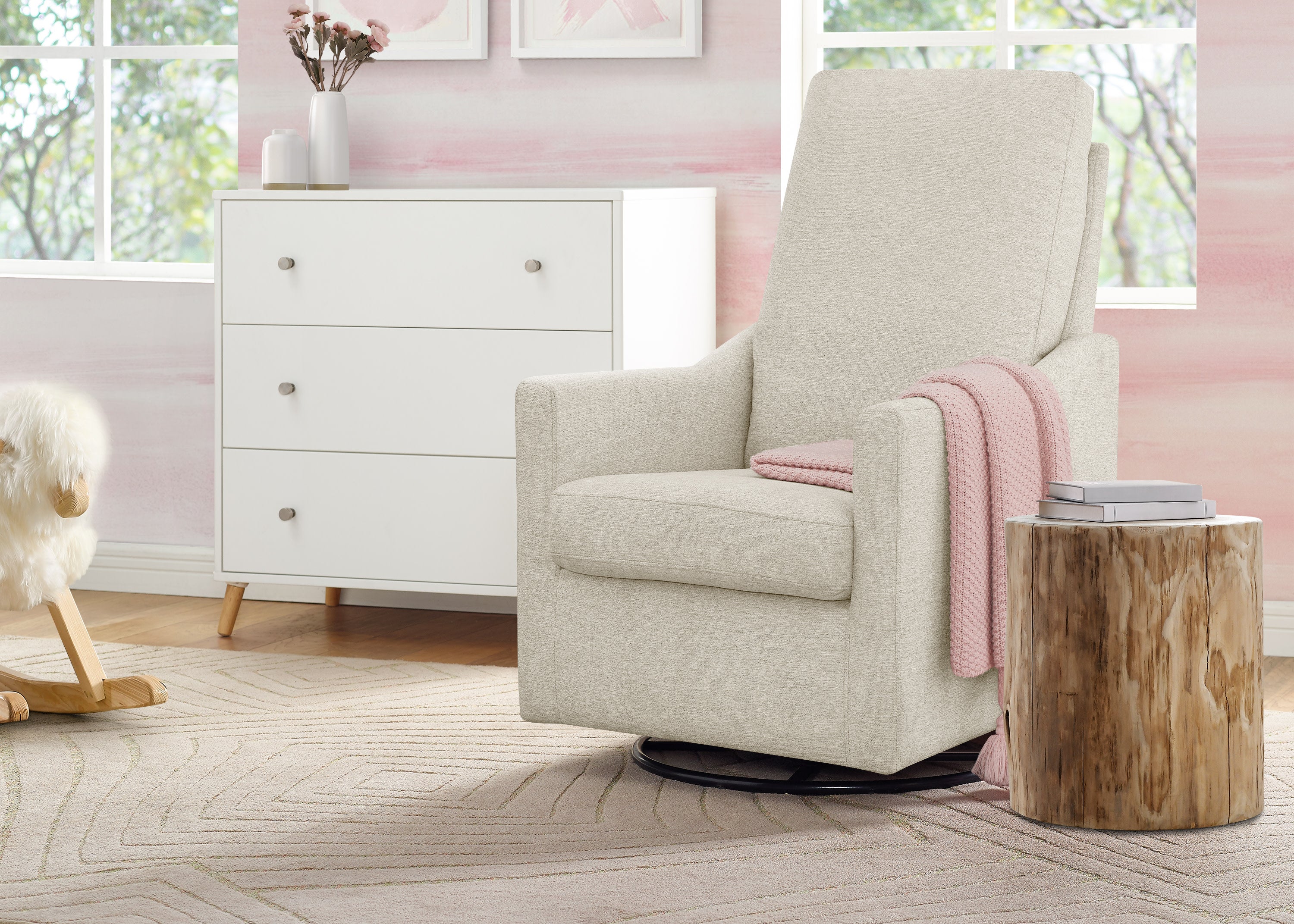 Andie Nursery Glider Swivel Chair - Stain Resistant LiveSmart Fabric - Comfortable Rocking Chair for Breastfeeding & Baby Nursery - Perfect for Nursing, Reading & Relaxing with Your Newborn
