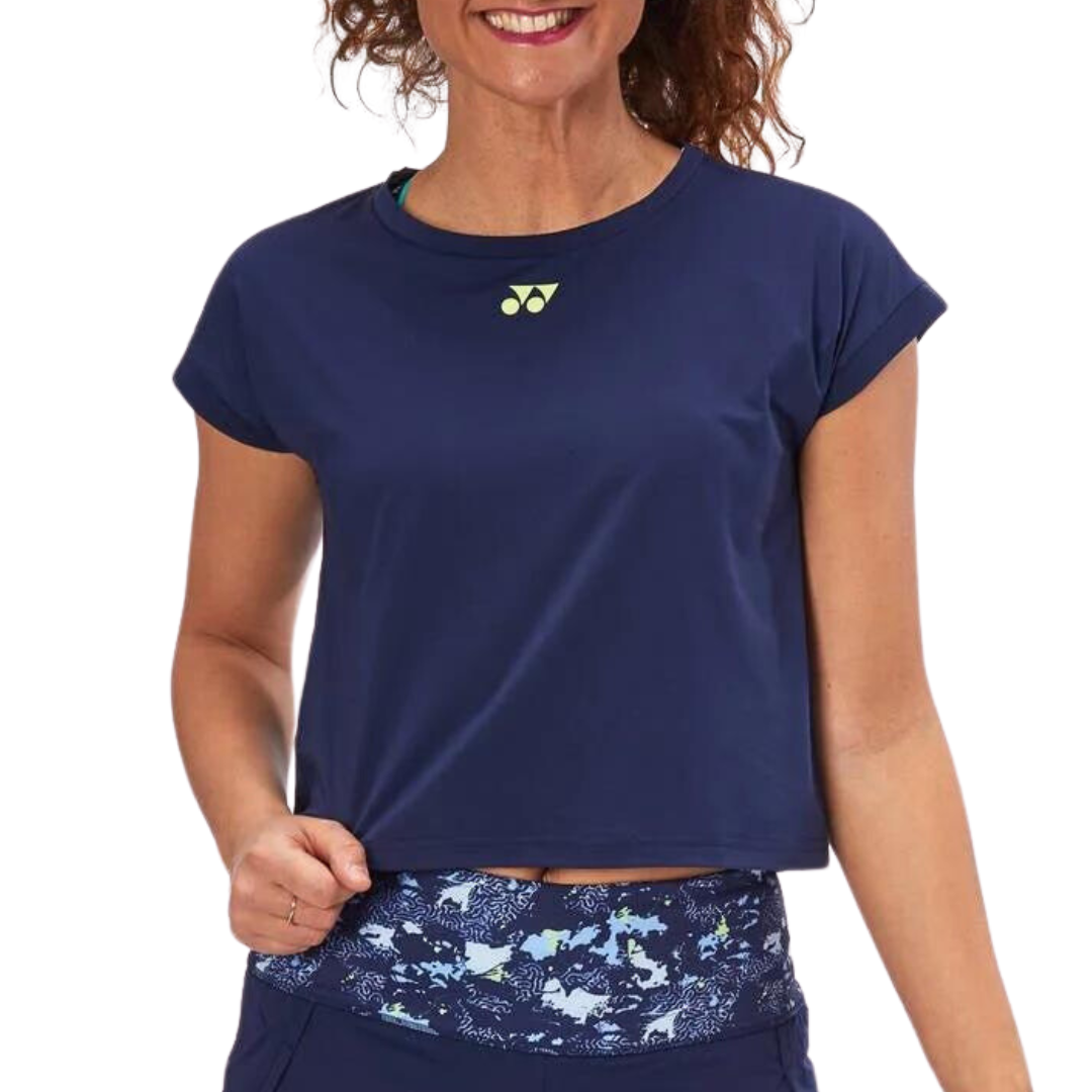 Yonex 2022 AO Tennis Navy Blue Women's Crew Neck T-Shirt | Breathable Performance Tennis Top for Women | Perfect for Court Matches & Casual Wear