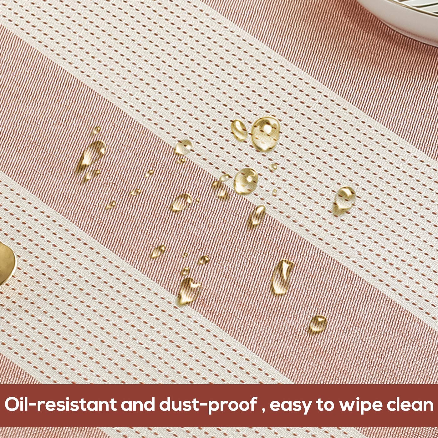 AmHoo Striped Cotton Linen Tablecloth - 54x102 Inch Rectangle Kitchen Dining Table Cover with Tassel Trim, Dust-Proof & Washable - Perfect for Casual Dining, Parties, and Home Decor (Orange)
