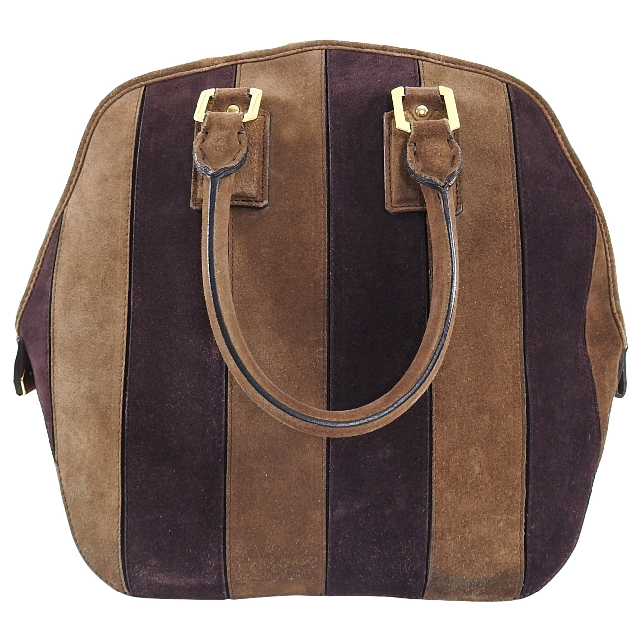 Burberry Prorsum Suede Stripe Shoulder Bag in Brown & Purple | Luxury Designer Handbag for Women | Perfect for Work, Travel & Evening Events