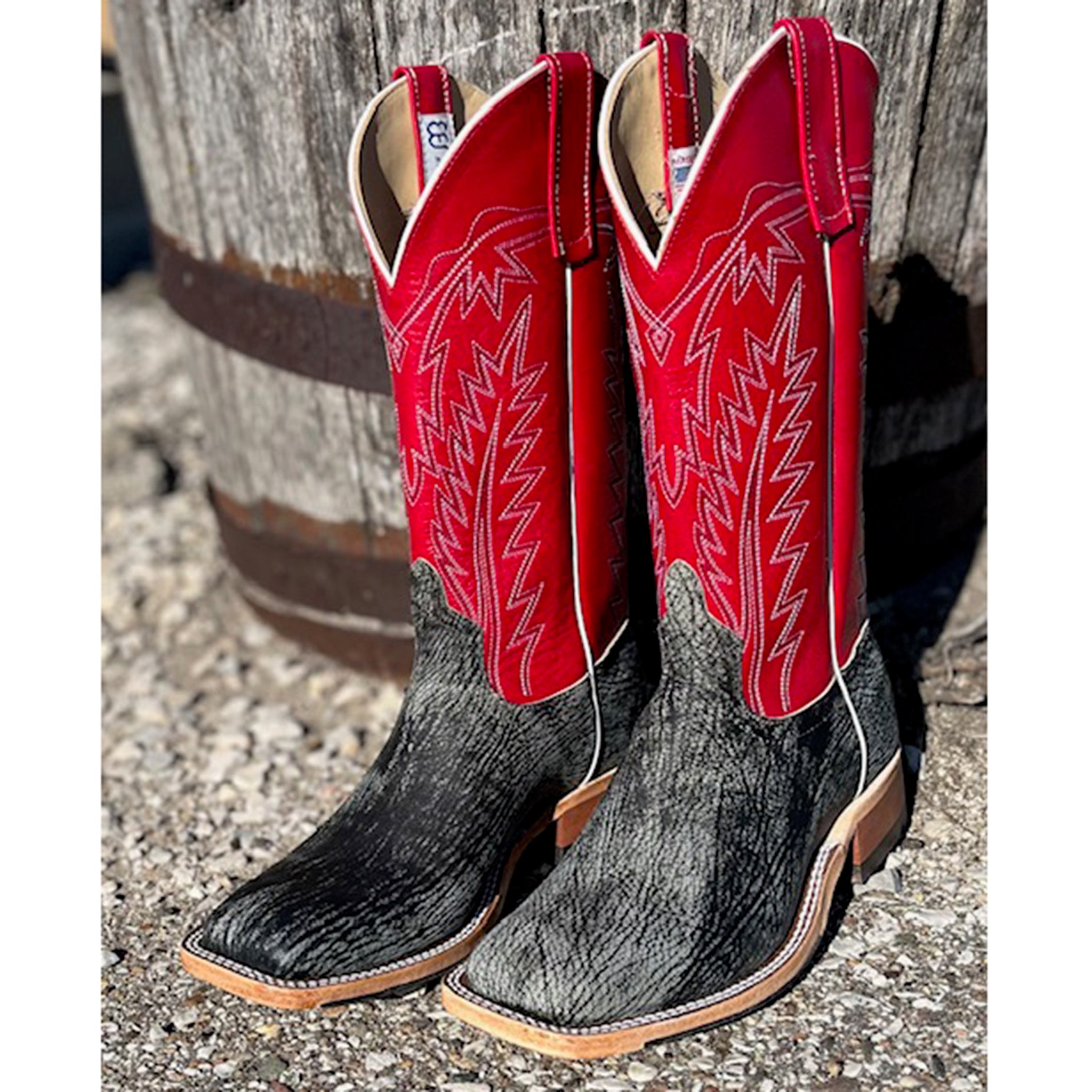 Anderson Bean Men's Flint Marsh Shark Boots - Premium Cowboy Boots for Men, Durable Leather Work Boots with Shark Skin Accents - Ideal for Ranch Work, Rodeo & Western Fashion