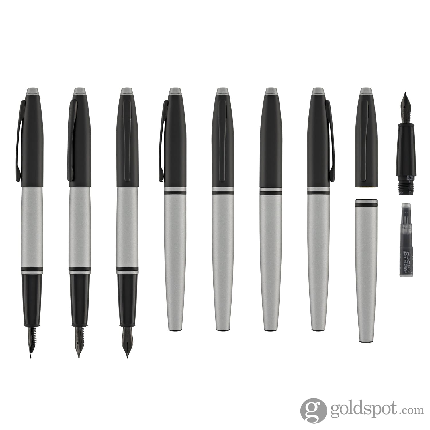 Premium Matte Green & Grey Cross Calais Fountain Pen Set - Fine Point Nib for Smooth Writing - Ideal for Office, School & Gift Giving