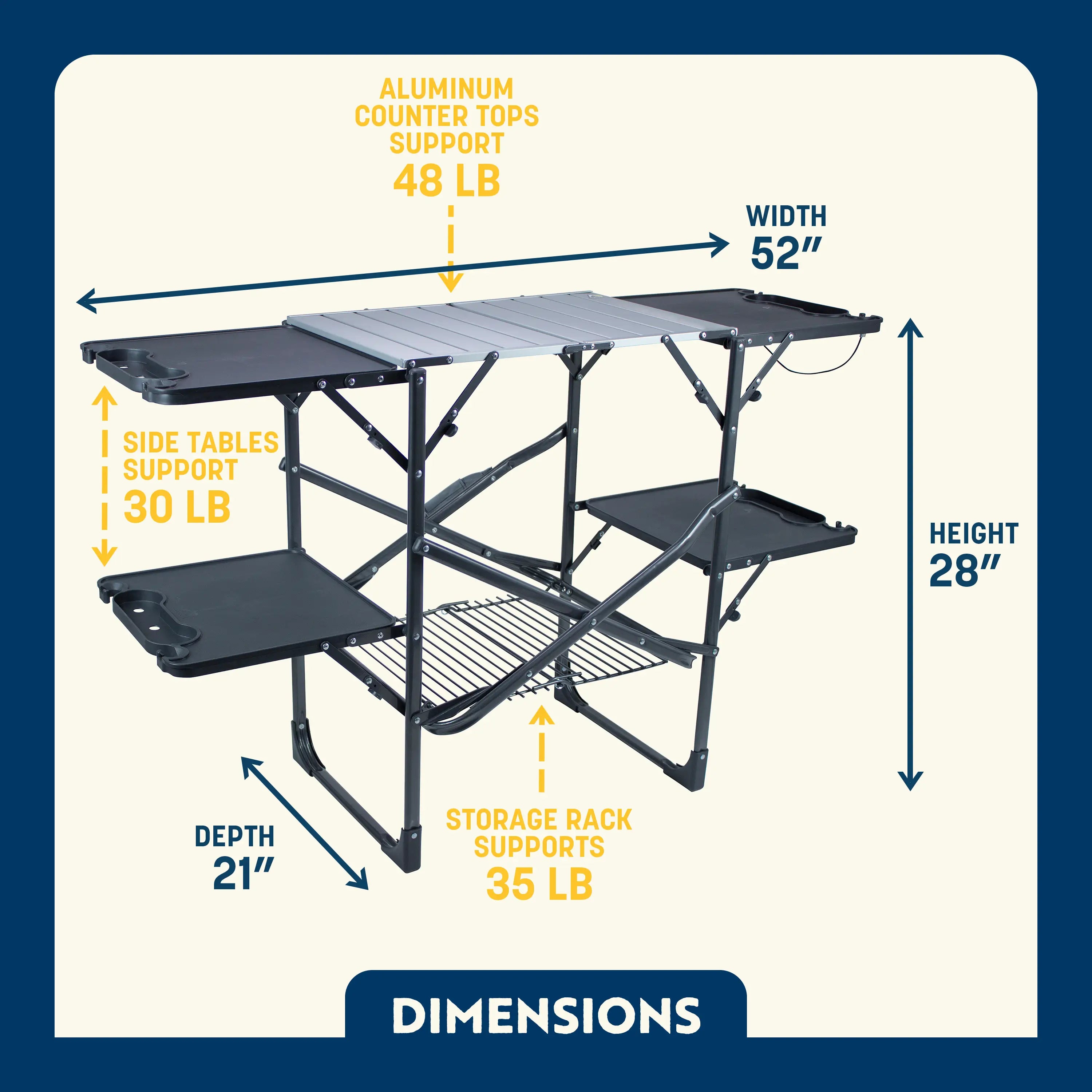 Slim Fold Cook Station™ - Portable Compact Folding Cooking Table for Outdoor Camping, Picnics & Small Kitchens | Perfect for RV, Tailgating & Home Use