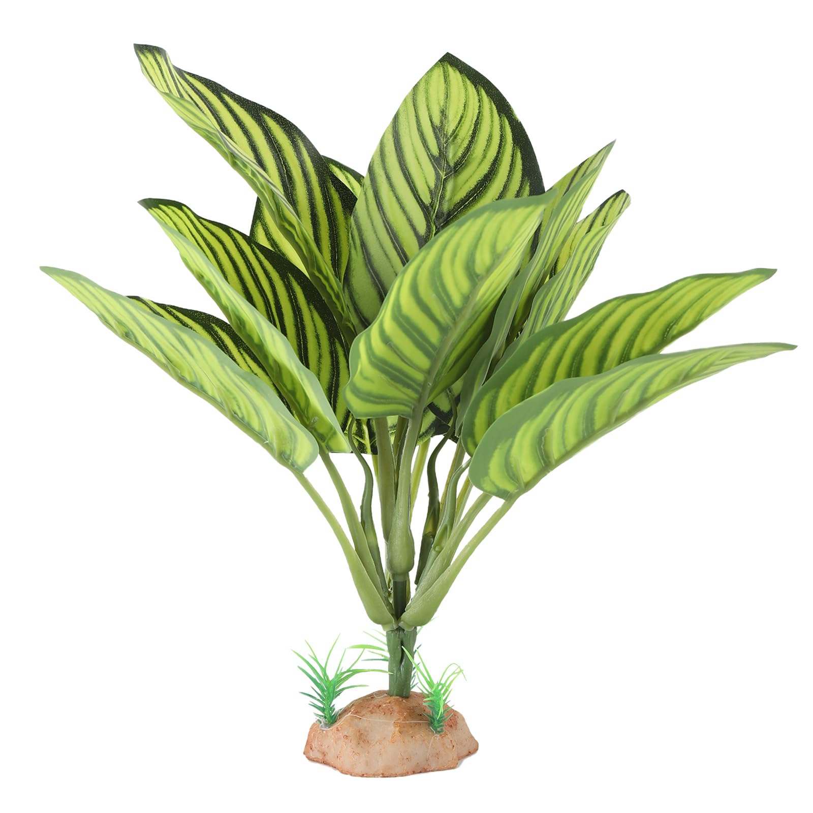 Artificial Spider Plant for Reptile Terrarium - Calathea Makoyana Decorative Plants for Gecko, Ball Python & Tortoise Habitat - Low Maintenance Terrarium Décor for Reptile Enclosures & Zen Home Decor