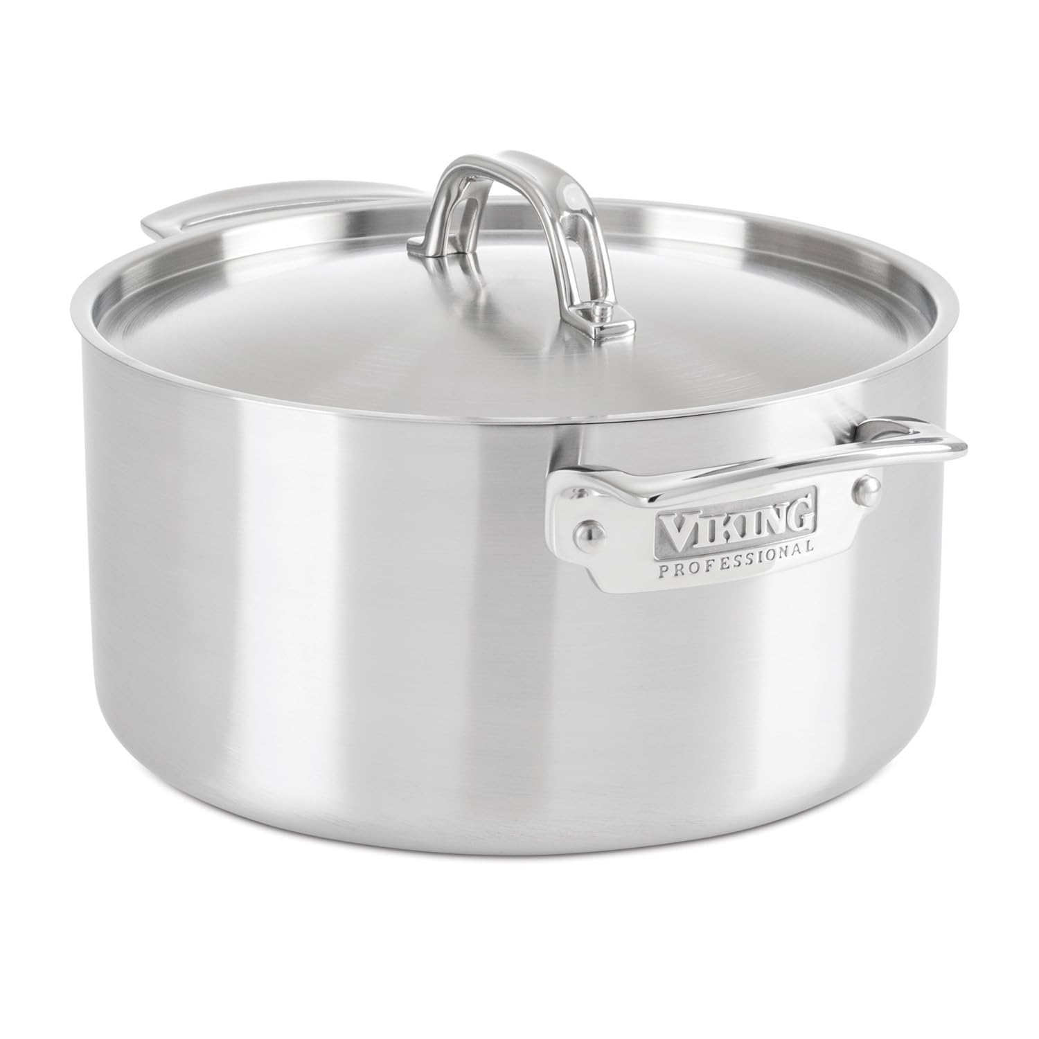 Viking 5-Ply Stainless Steel Stock Pot with Lid - 6 Quart Soup Pot for Cooking, Boiling & Stewing - Professional Kitchen Cookware with Satin Finish - Perfect for Home Chefs & Restaurant Use