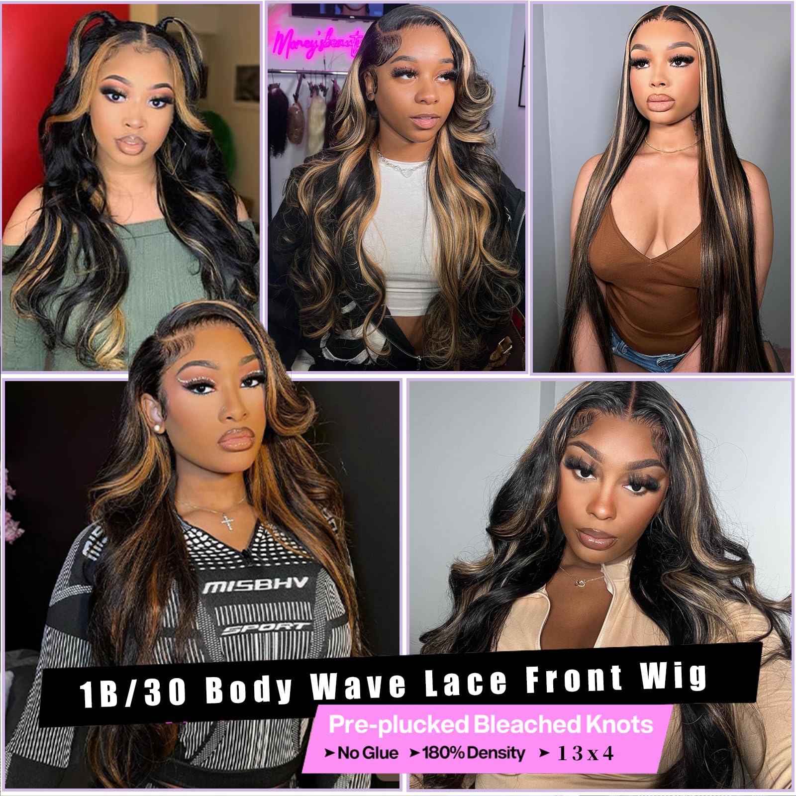 30 Inch Ombre Lace Front Human Hair Wig - 1B/30 Body Wave HD Lace Pre Plucked 13x4 180 Density Glueless Balayage Wig with Baby Hair | Perfect for Cosplay, Weddings & Daily Styling