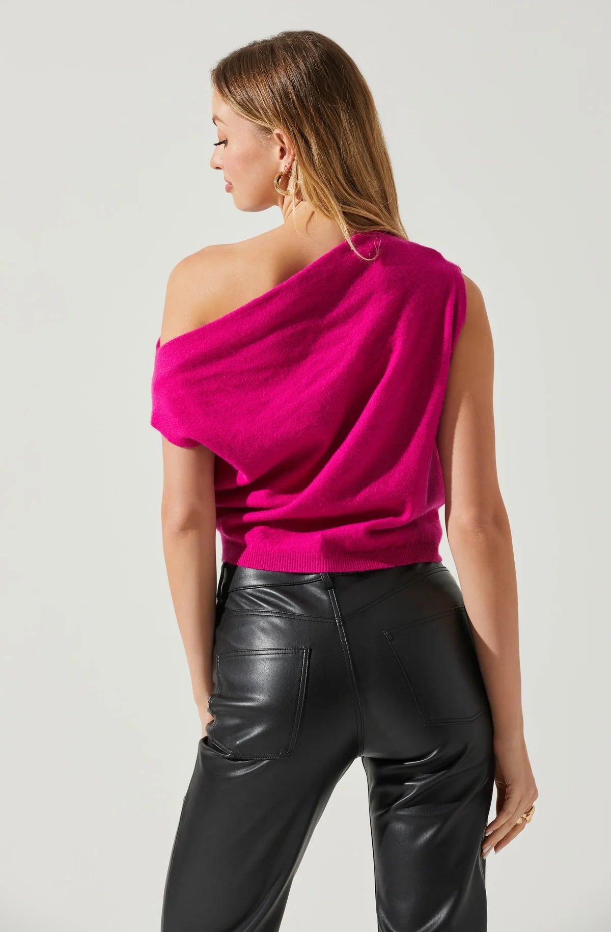 Devin Women's Sleeveless One Shoulder Knit Sweater Top - Pink | Casual Chic Outfit for Date Night & Party Wear